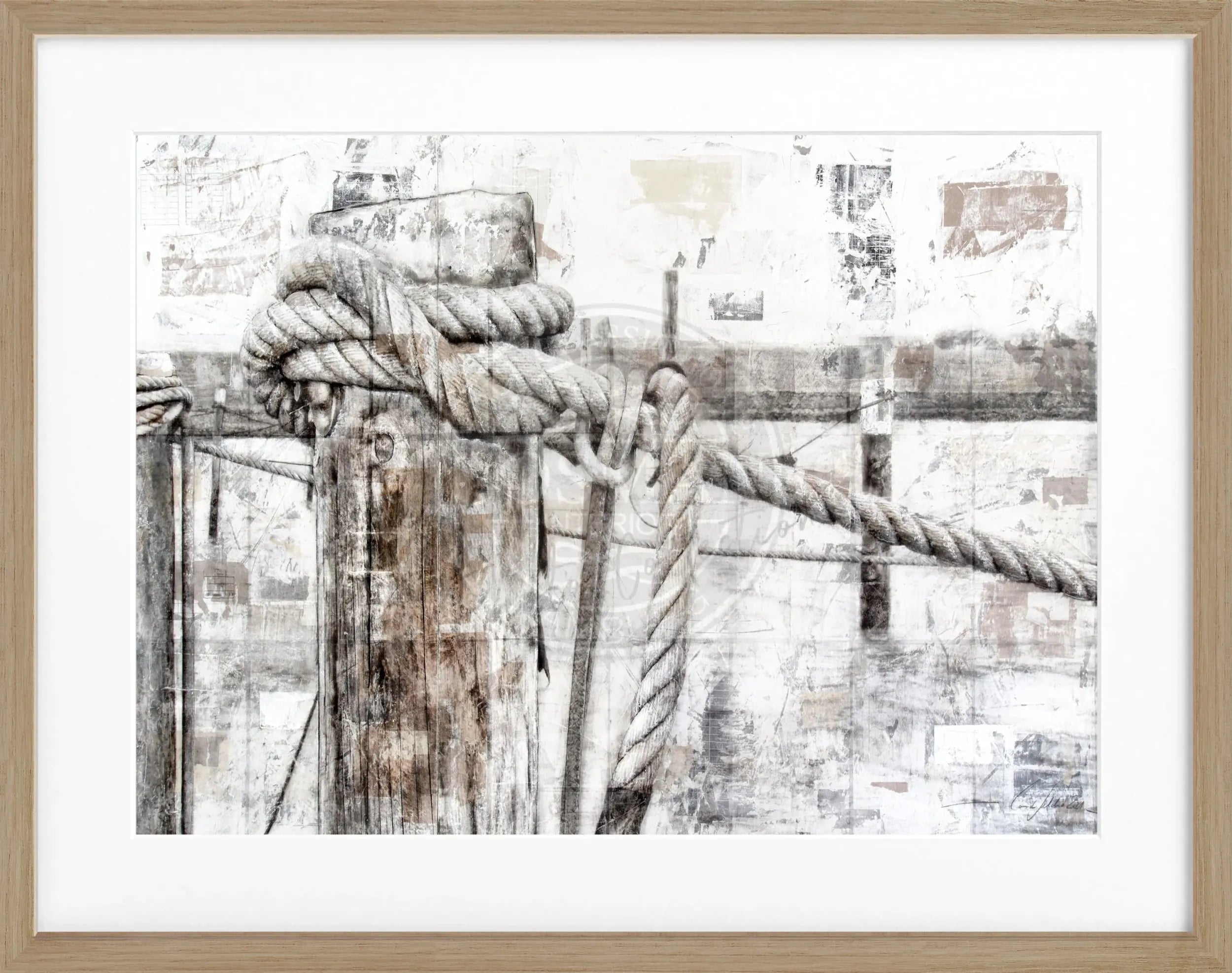 Schwarzweißer Poster mit Rahmen ’Poller’ Sylt von Cosman-Photocollection, 31x25 cm, Wanddekoration mit maritimen Motiv
