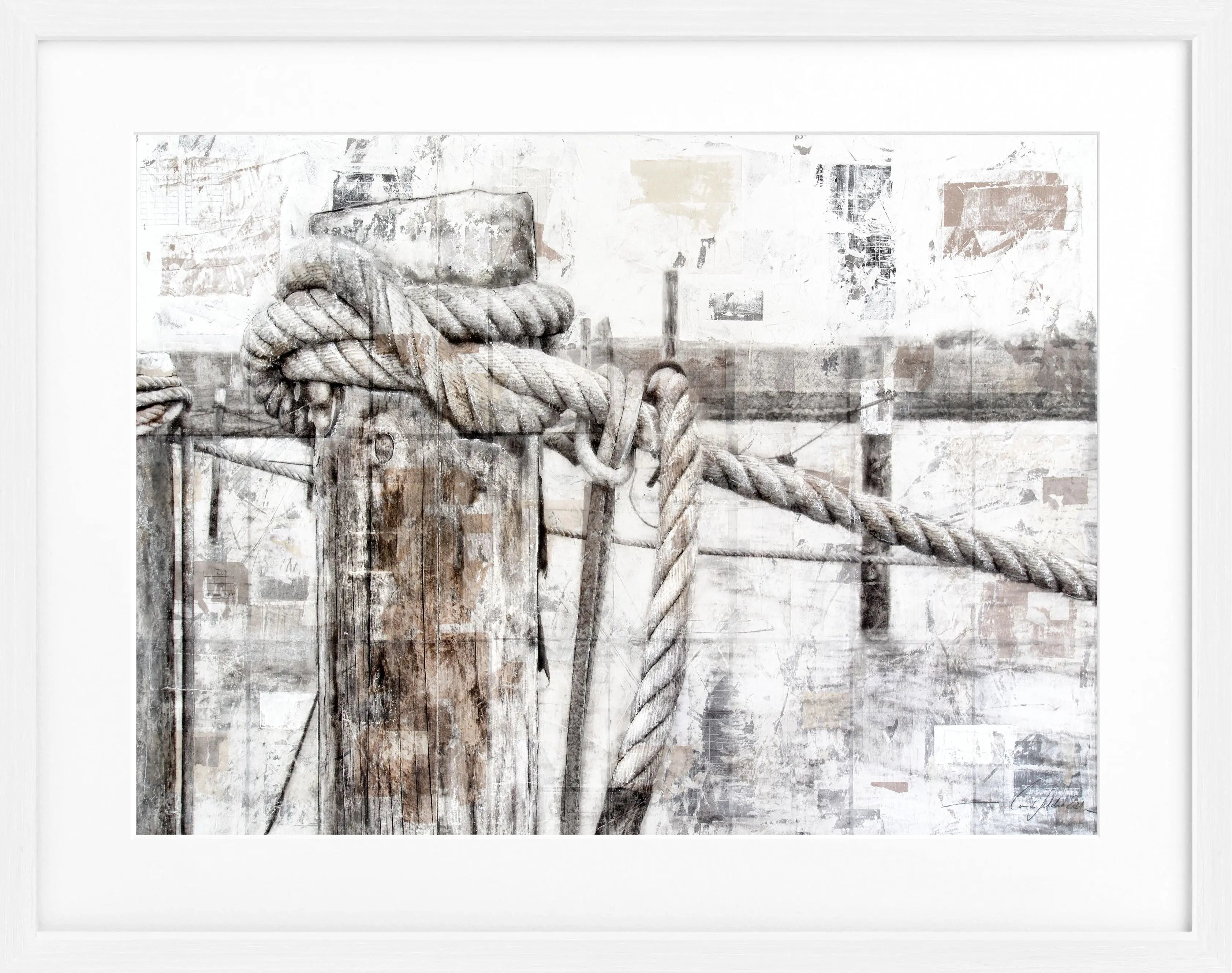 Poster mit Rahmen ‚Poller’ Sylt von Cosman-Photocollection, Schwarz, 31x25 cm, Wanddekoration mit maritidem Motiv