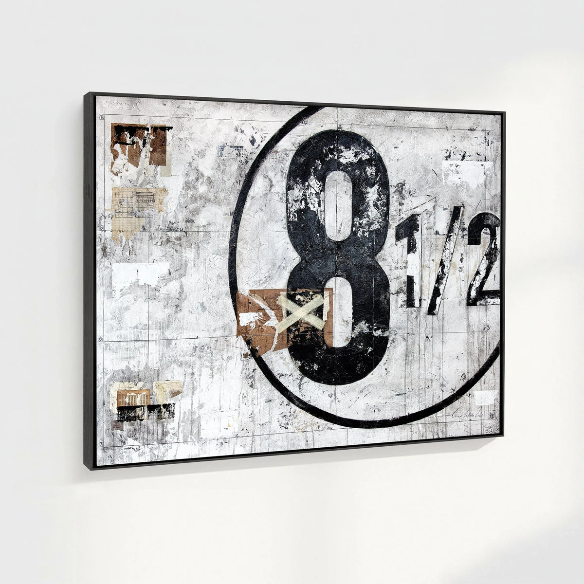 Wandbild GM01 Achteinhalb auf Leinwand mit Schattenfuge, schwarzes Design, 125x95 cm, von Cosman-Photocollection.