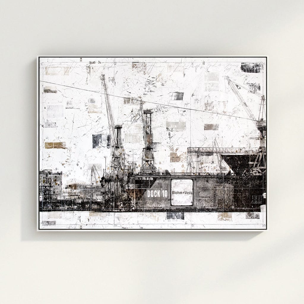 Wandbild GM09 Hamburg Dock 10 von Cosman-Photocollection, Druck auf Leinwand mit Schattenfuge, maritime Hamburger Hafen Szene