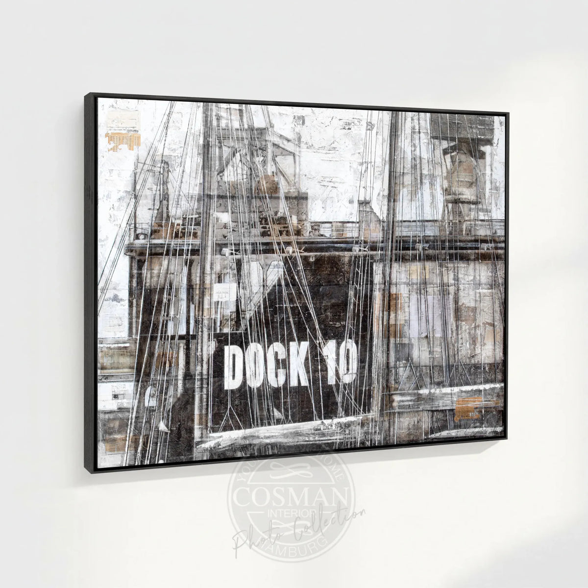 Hochwertiges Wandbild GM85 Hamburg Dock 10 von Cosman-Photocollection, Druck auf Leinwand mit Schattenfuge, 125x95 cm