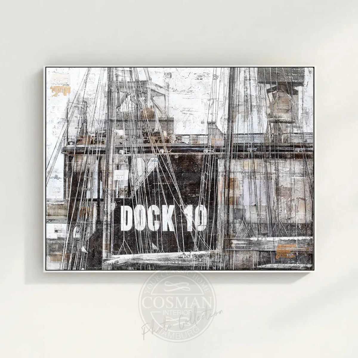 Wandbild GM85 Hamburg ’Dock 10’ von Cosman-Photocollection, Druck auf Leinwand mit Schattenfuge, Schwarz, 125x95 cm