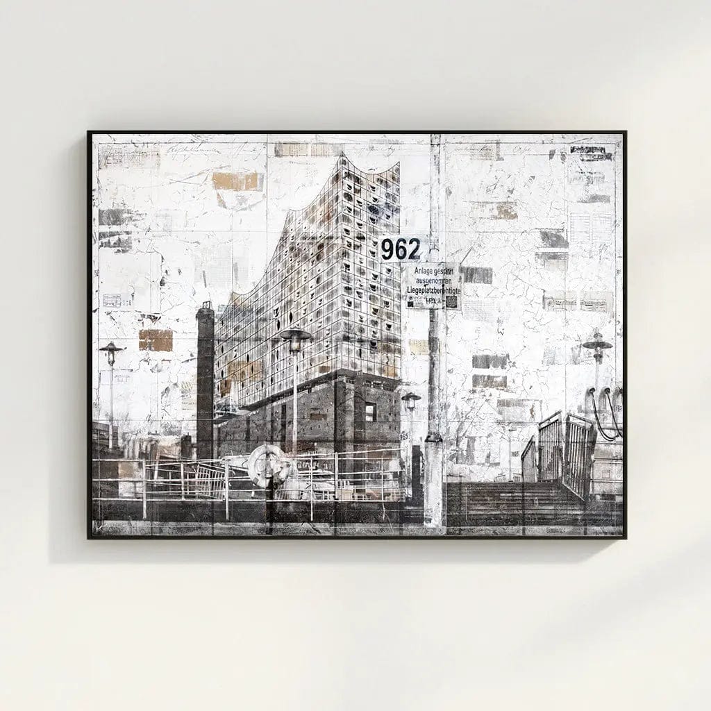 Hochwertiges Wandbild Motiv GM03 Hamburg Elbphilharmonie auf Leinwand mit Schattenfuge, von Cosman-Photocollection, 125x95cm