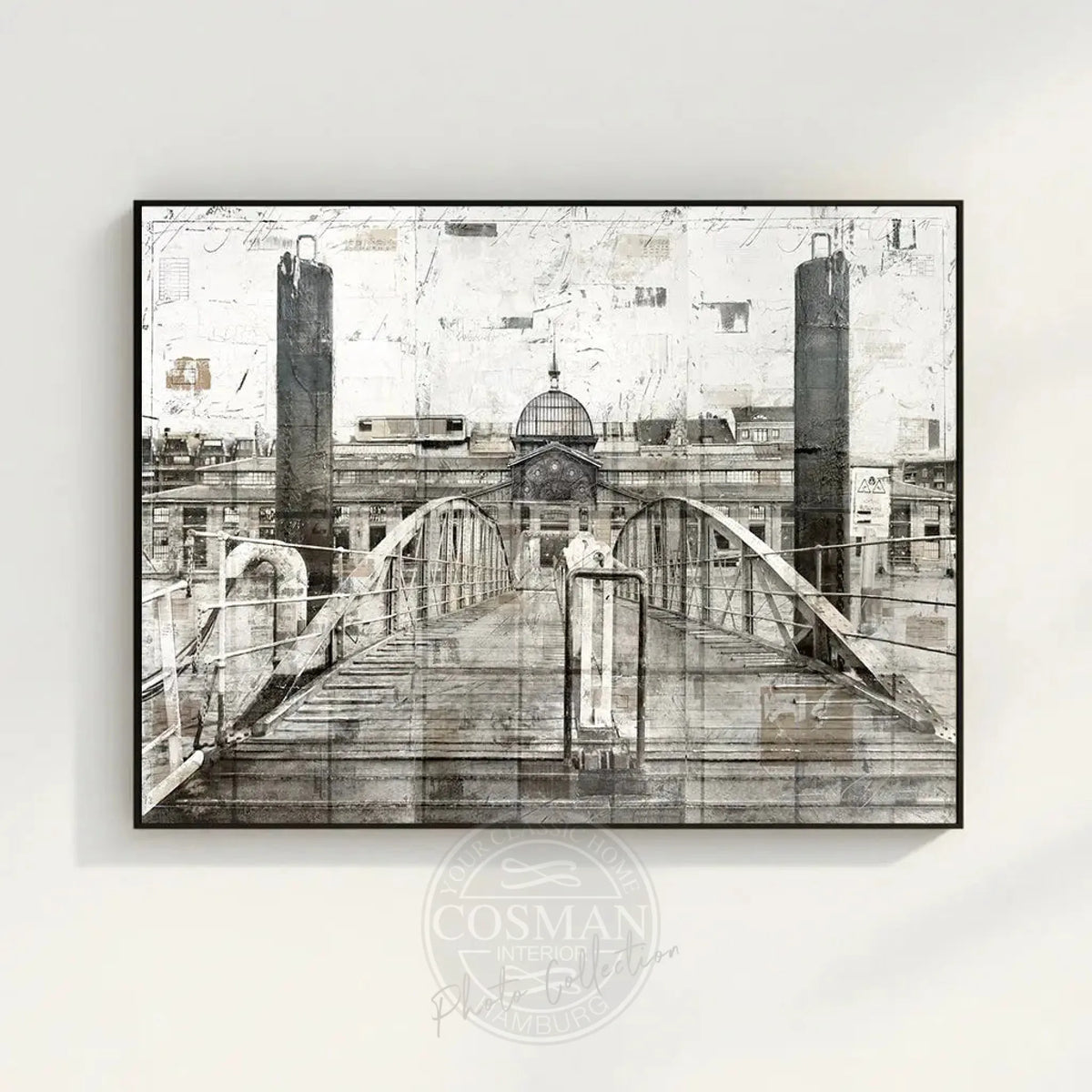 Wandbild Motiv GM04 Hamburg Fischmarkt auf Leinwand mit Schattenfuge, von Cosman-Photocollection, zeigt den berühmten Hamburger Fischmarkt.