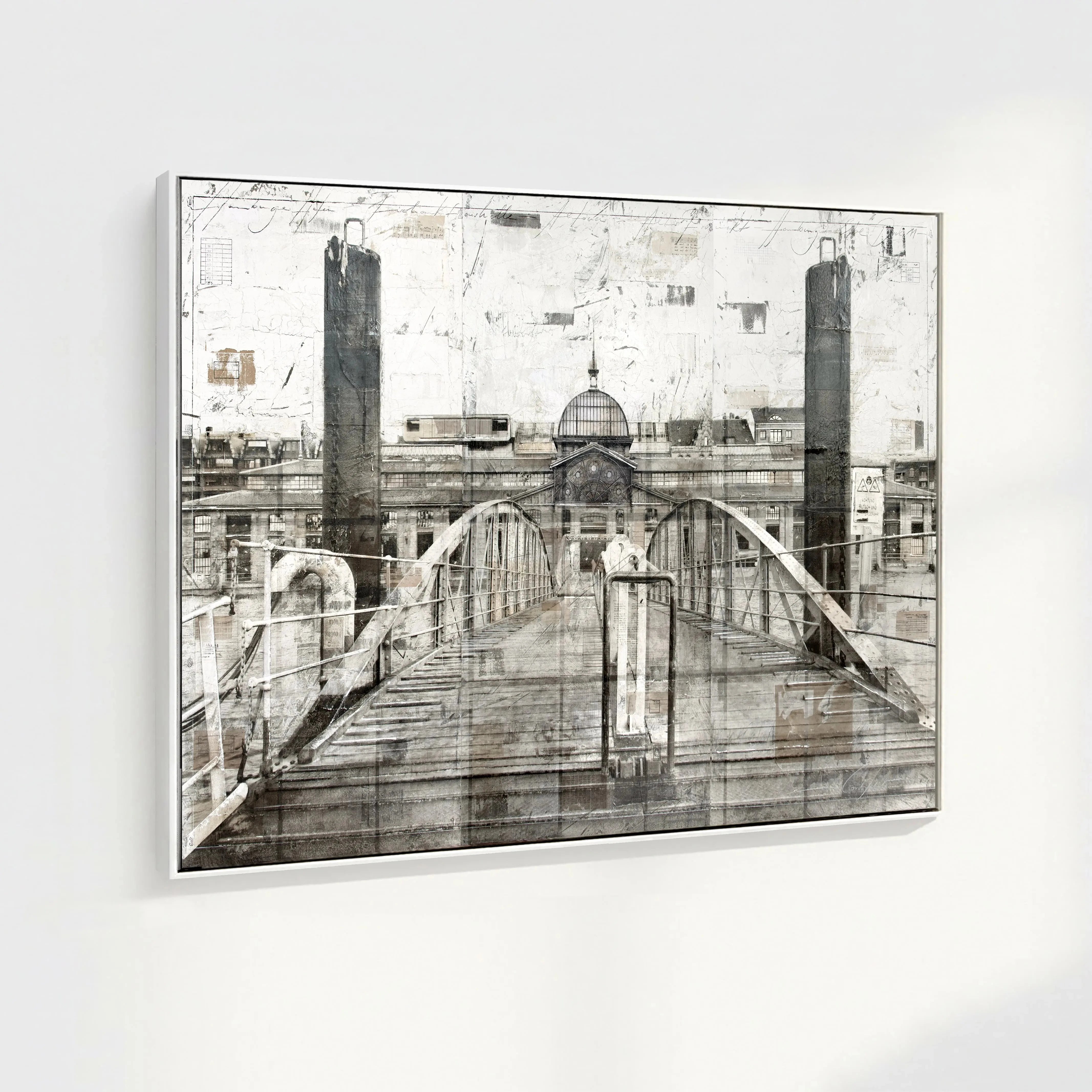 Wandbild Motiv GM04 Hamburg Fischmarkt, Druck auf Leinwand mit Schattenfuge, von Cosman-Photocollection, 125x95 cm