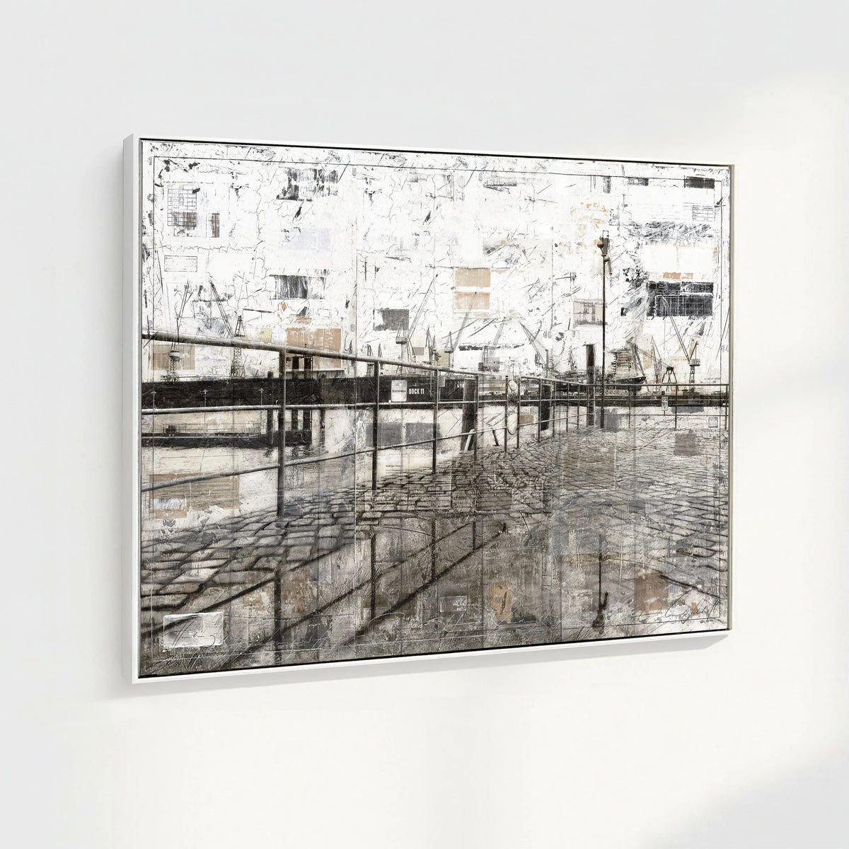 Wandbild Motiv GM07 Hamburg Hafen, Druck auf Leinwand mit Schattenfuge, von Cosman-Photocollection, 125x95 cm