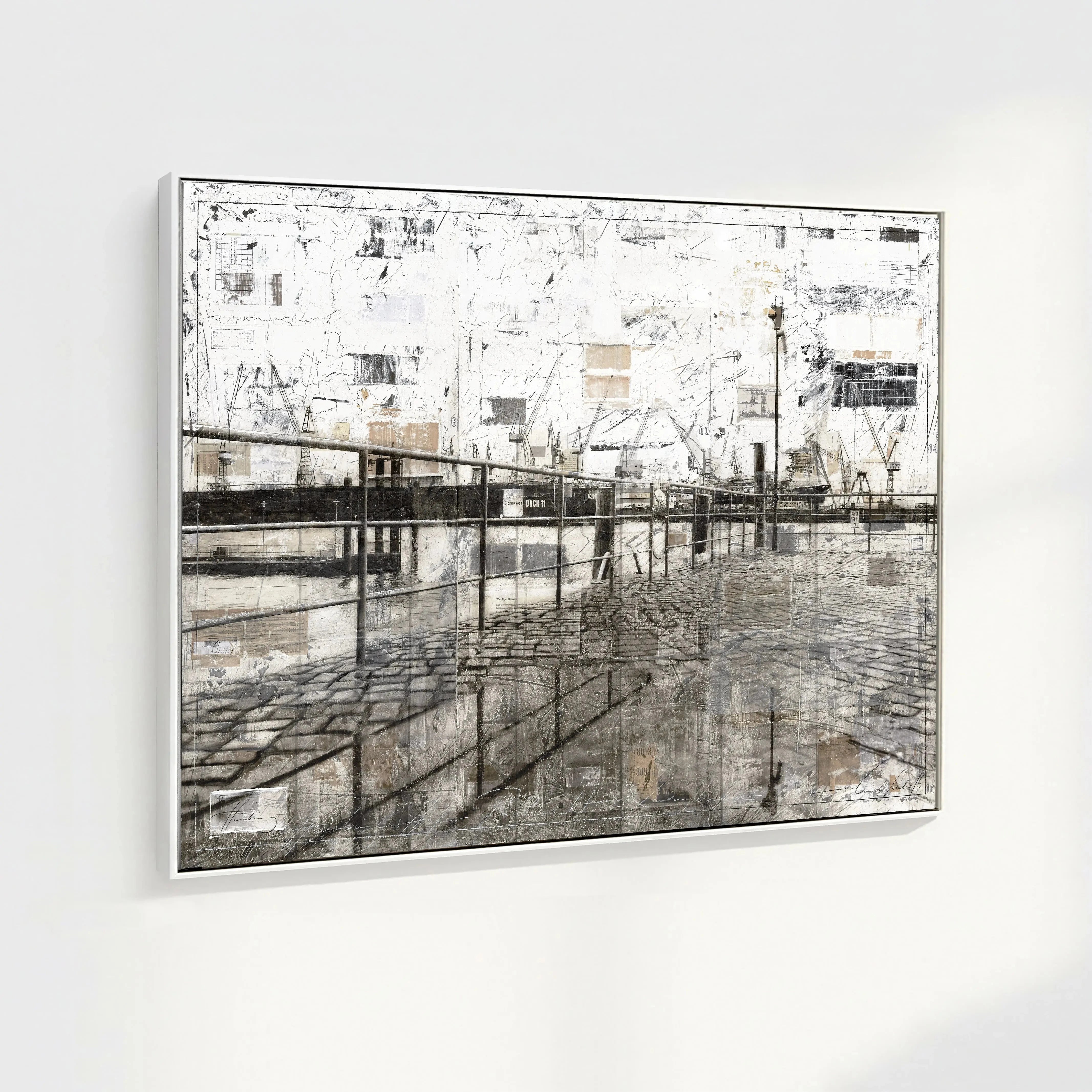 Wandbild Motiv GM07 Hamburg Hafen, Druck auf Leinwand mit Schattenfuge, von Cosman-Photocollection, 125x95 cm