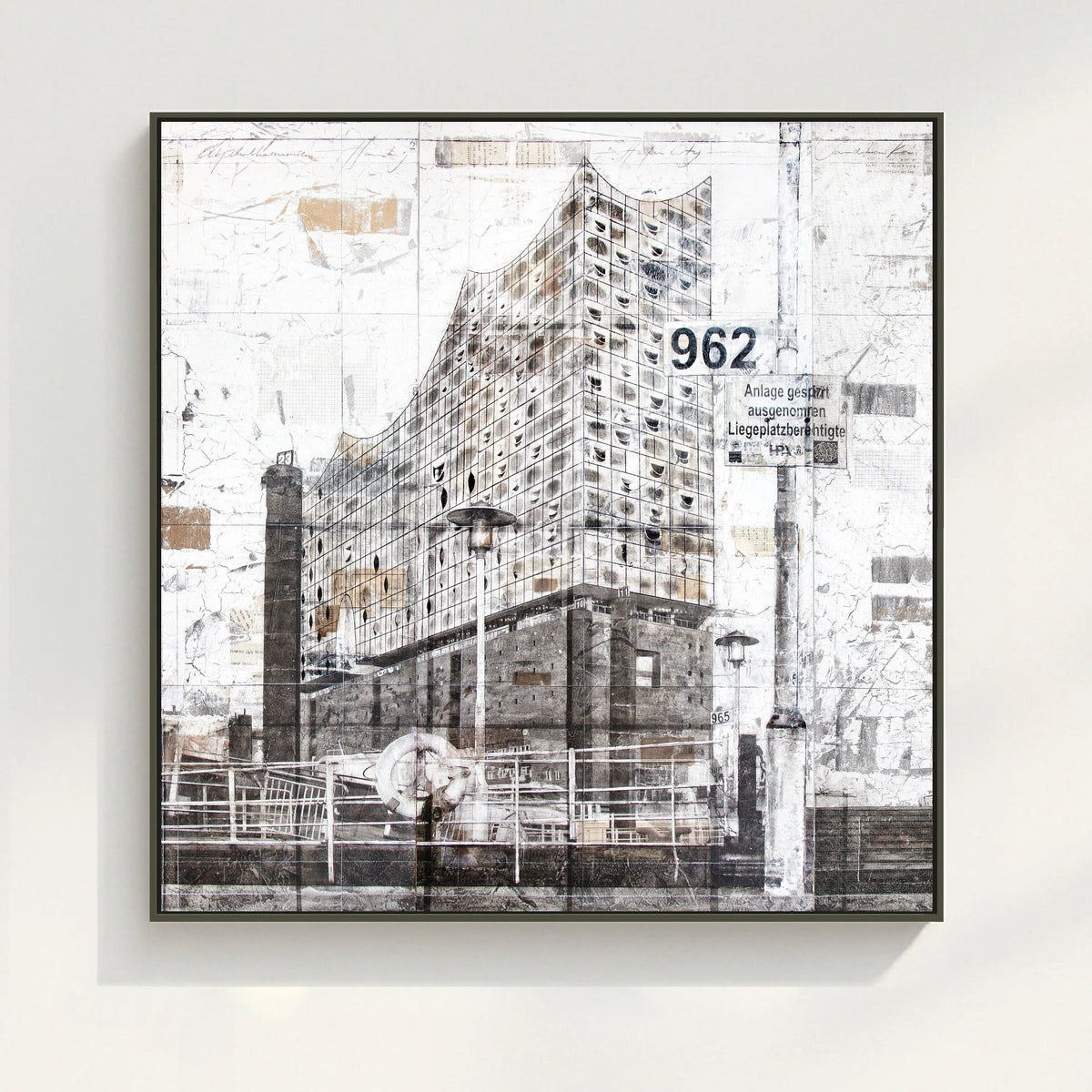 Elbphilharmonie Hamburg Wandbild GM03Q – Leinwanddruck mit Schattenfuge