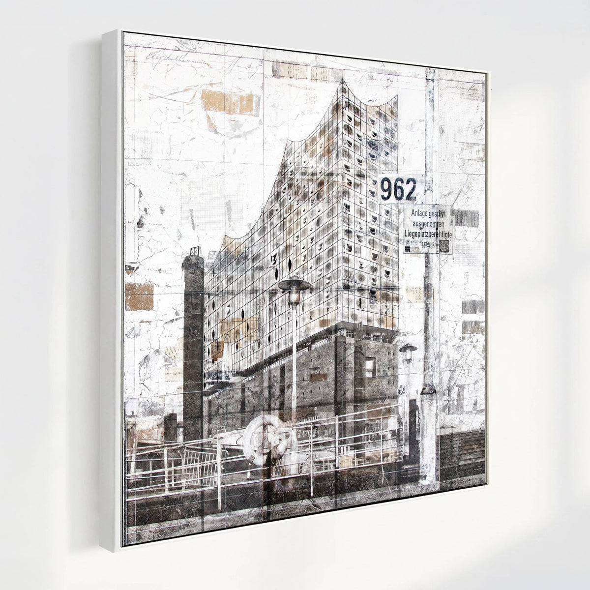 Wandbild GM03Q Elbphilharmonie Hamburg – Leinwand mit Schattenfugenrahmen