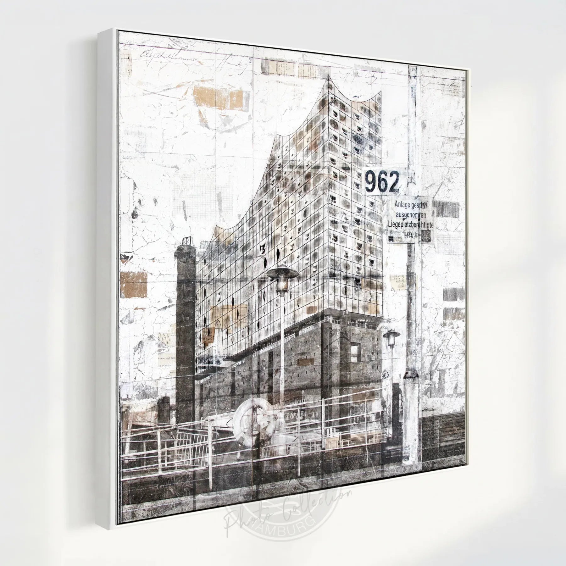 Wandbild GM03Q Elbphilharmonie Hamburg – Leinwand mit Schattenfugenrahmen