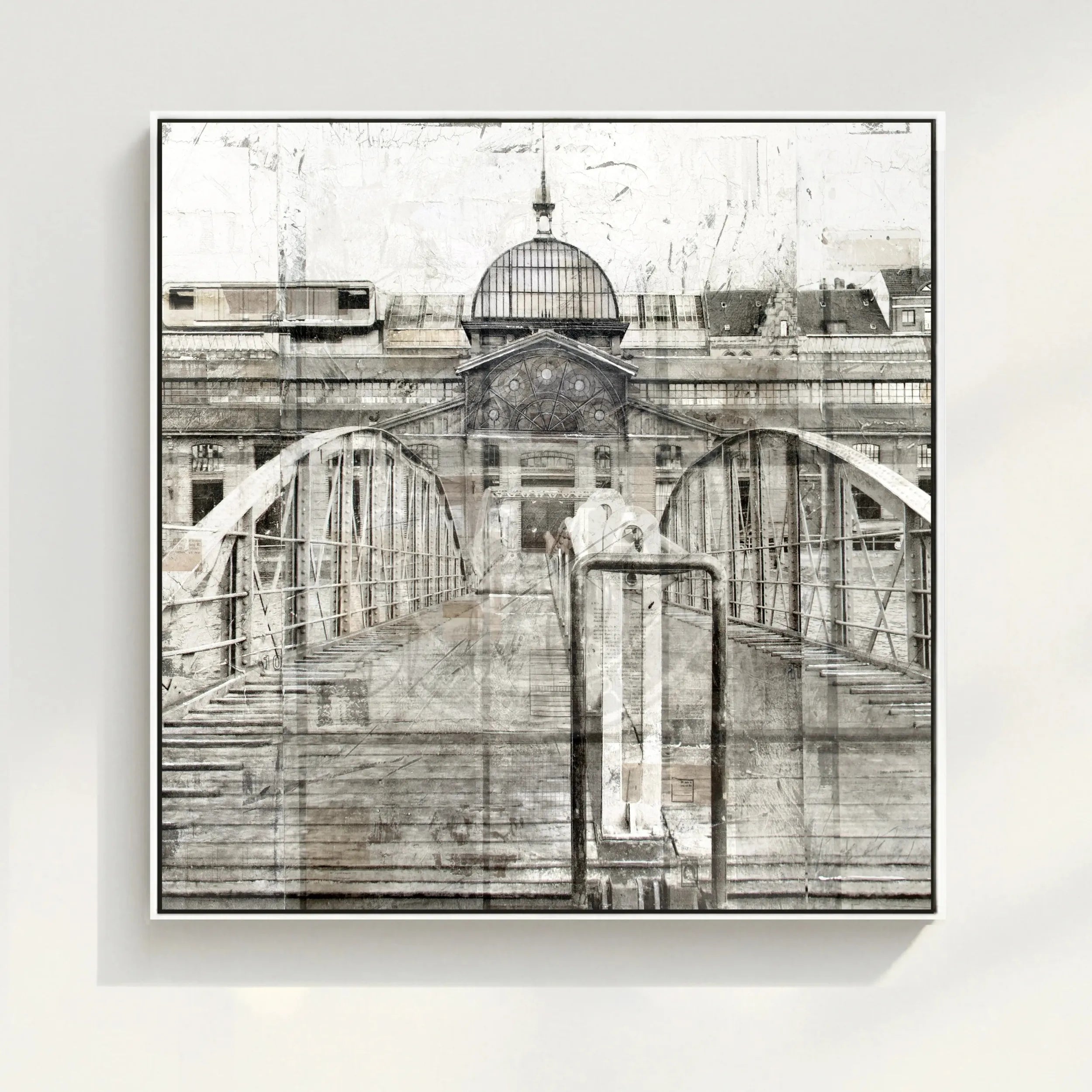 Wandbild GM04Q Hamburg ’Fischauktionshalle’ - Druck auf Leinwand mit Schattenfuge by Cosman-Photocollection