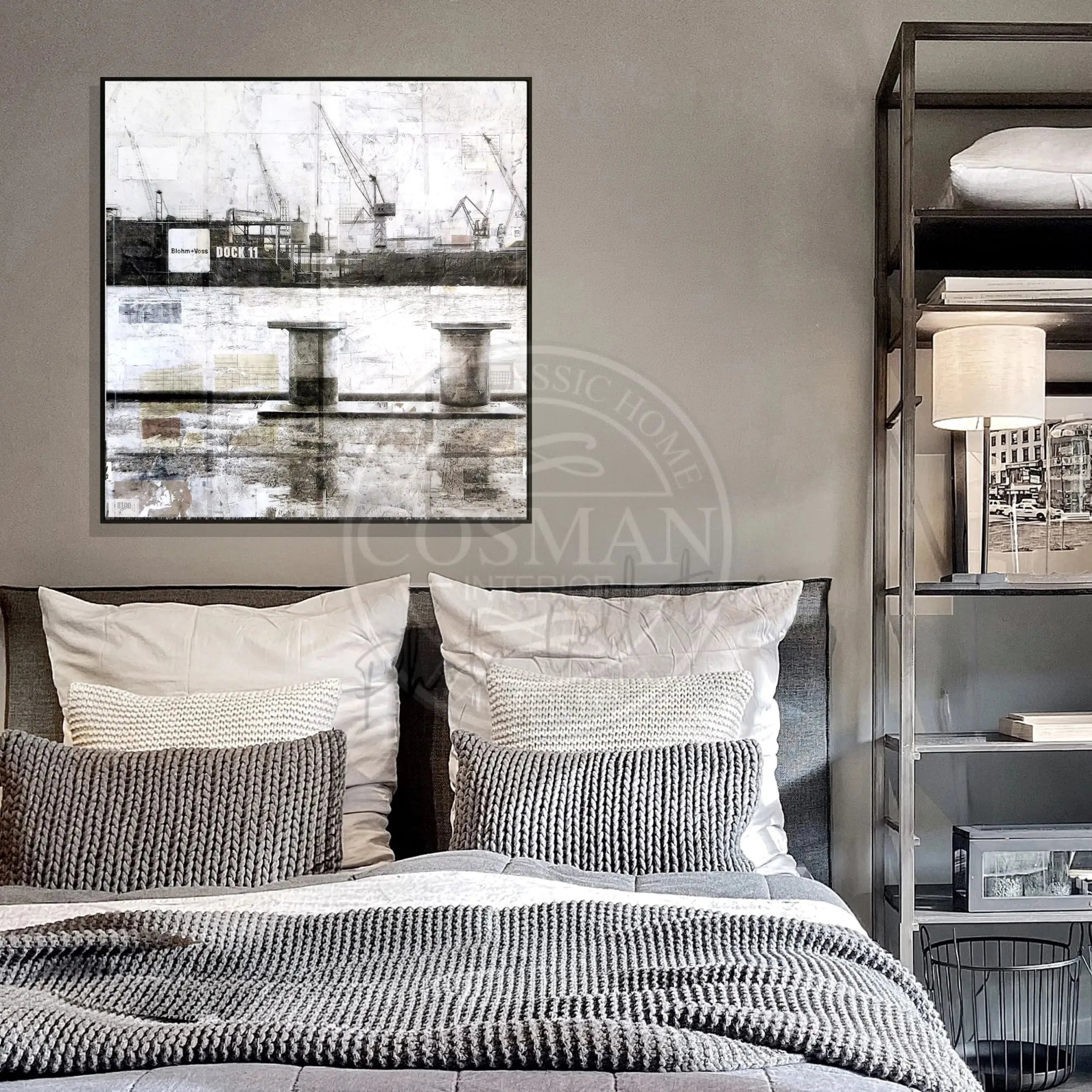 Wandbild GM06Q Hafen Hamburg ’Poller’ - Druck auf Leinwand mit Schattenfuge by Cosman-Photocollection