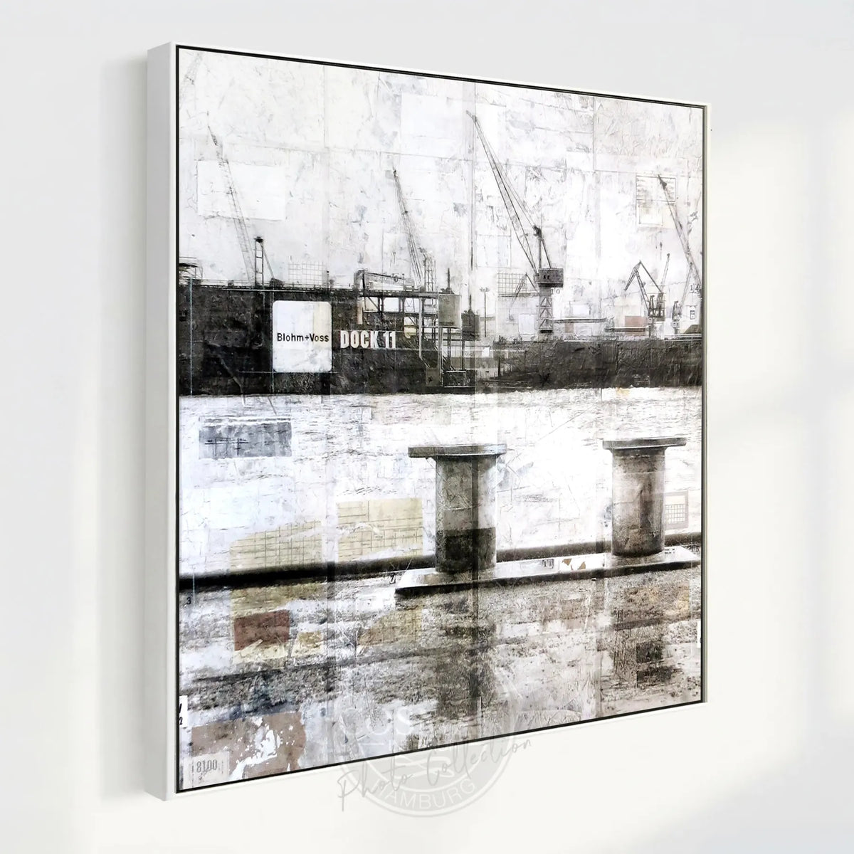 Hamburger Hafen Wandbild GM06Q – Poller und Hafenarchitektur auf Leinwand