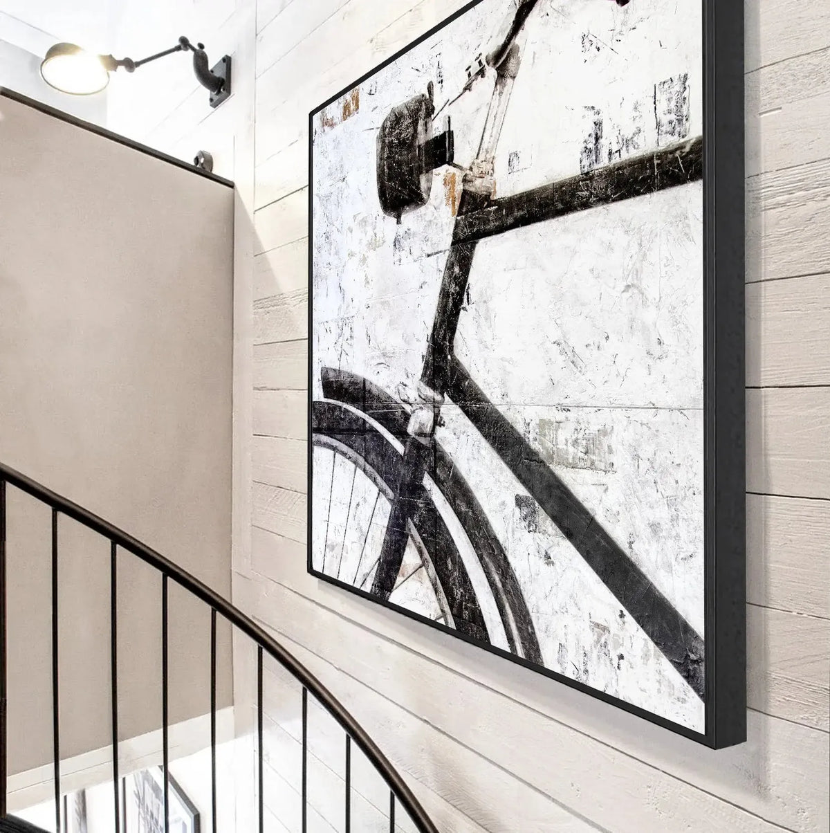Wandbild GM16Q Fahrrad von Cosman-Photocollection, Druck auf Leinwand mit Schattenfuge, schwarzes Fahrrad, 84x84 cm