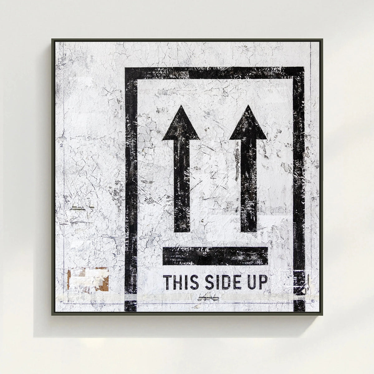Schwarz-weißes Wandbild GM90Q ’This side Up’ von Cosman-Photocollection, Leinwanddruck mit Schattenfuge, 84x84 cm