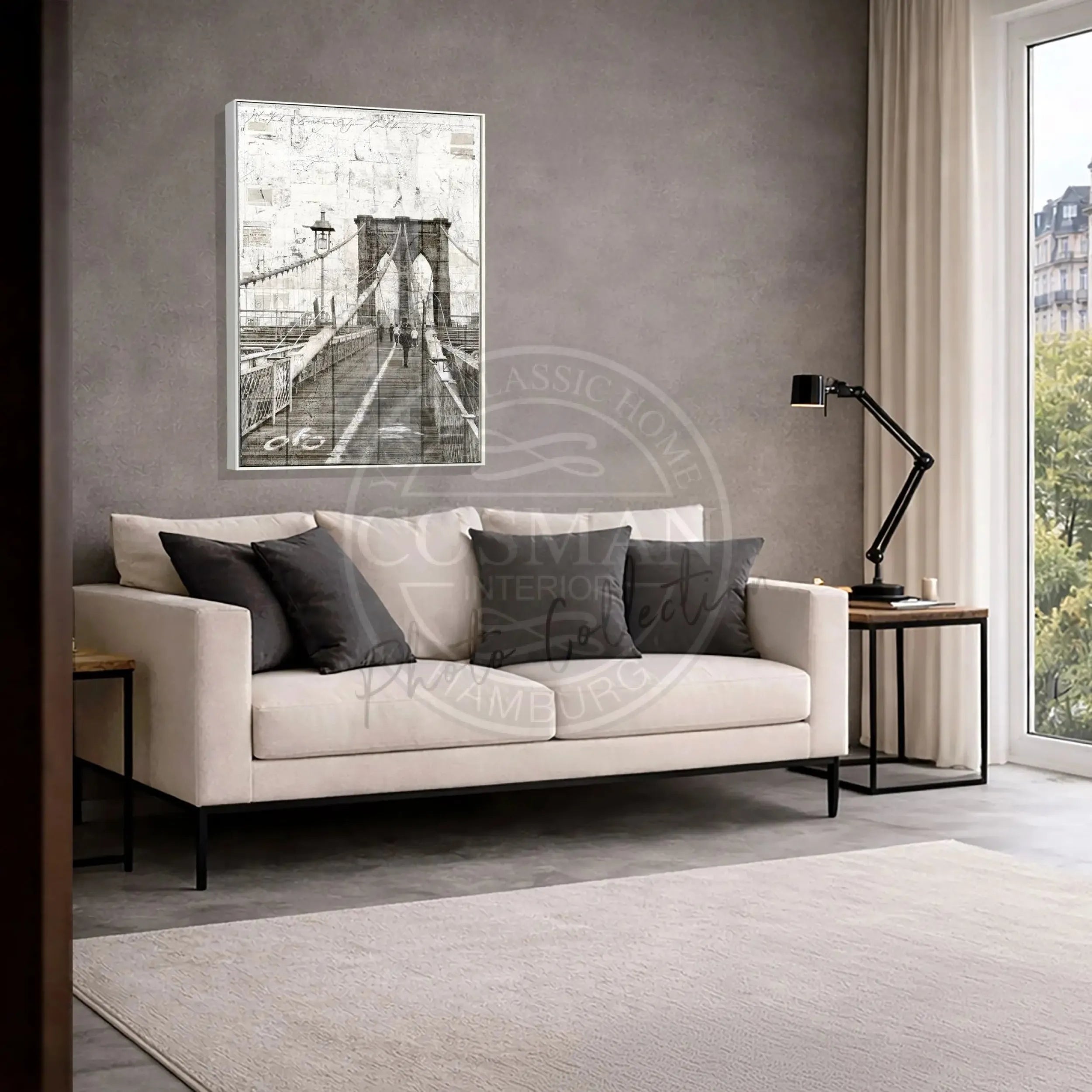 Wandbild GM02B New York "Brooklyn Bridge" - Druck auf Leinwand mit Schattenfuge by Cosman-Photocollection