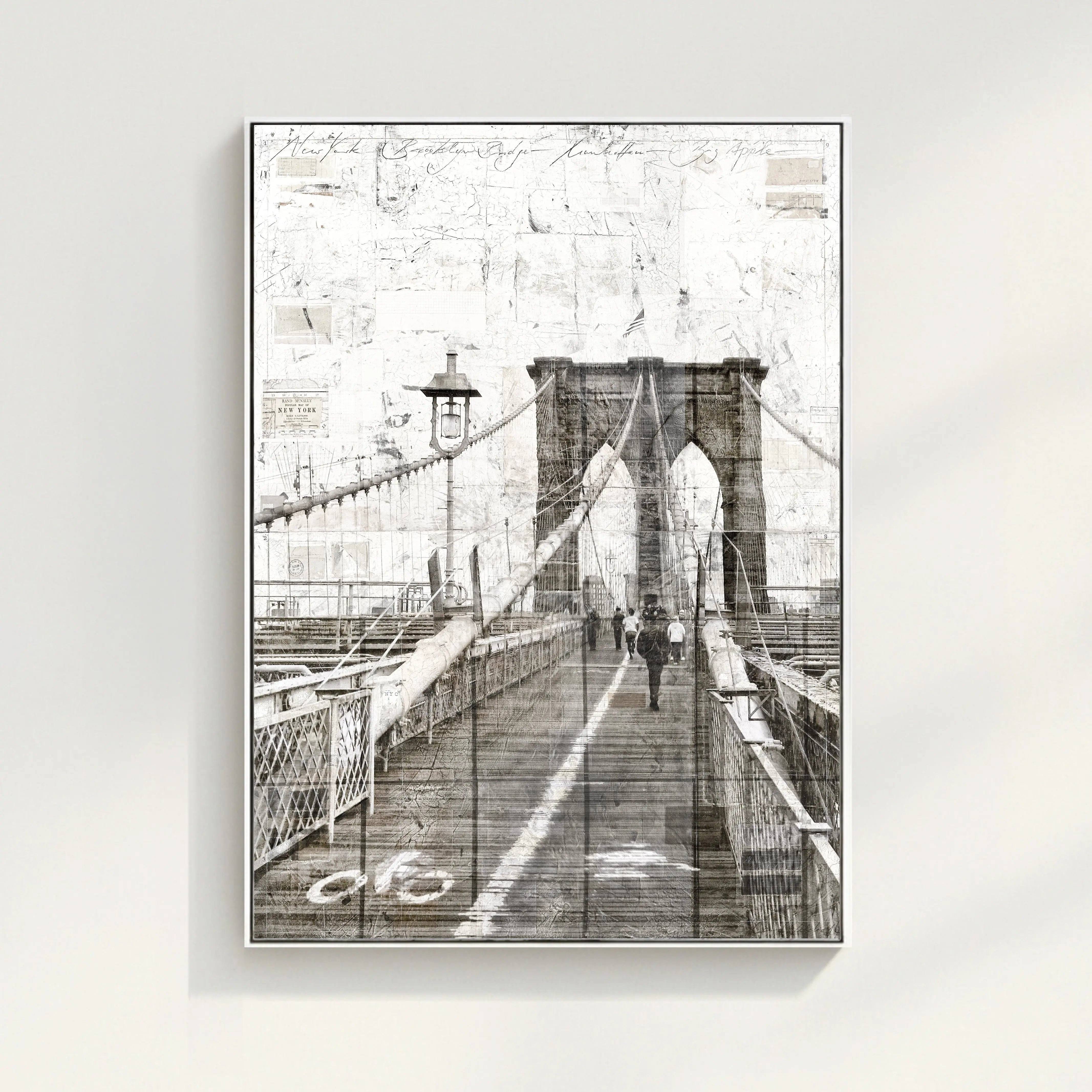 Wandbild GM02B New York Brooklyn Bridge auf Leinwand mit Schattenfuge, Cosman-Photocollection, 95x125 cm, schwarz.