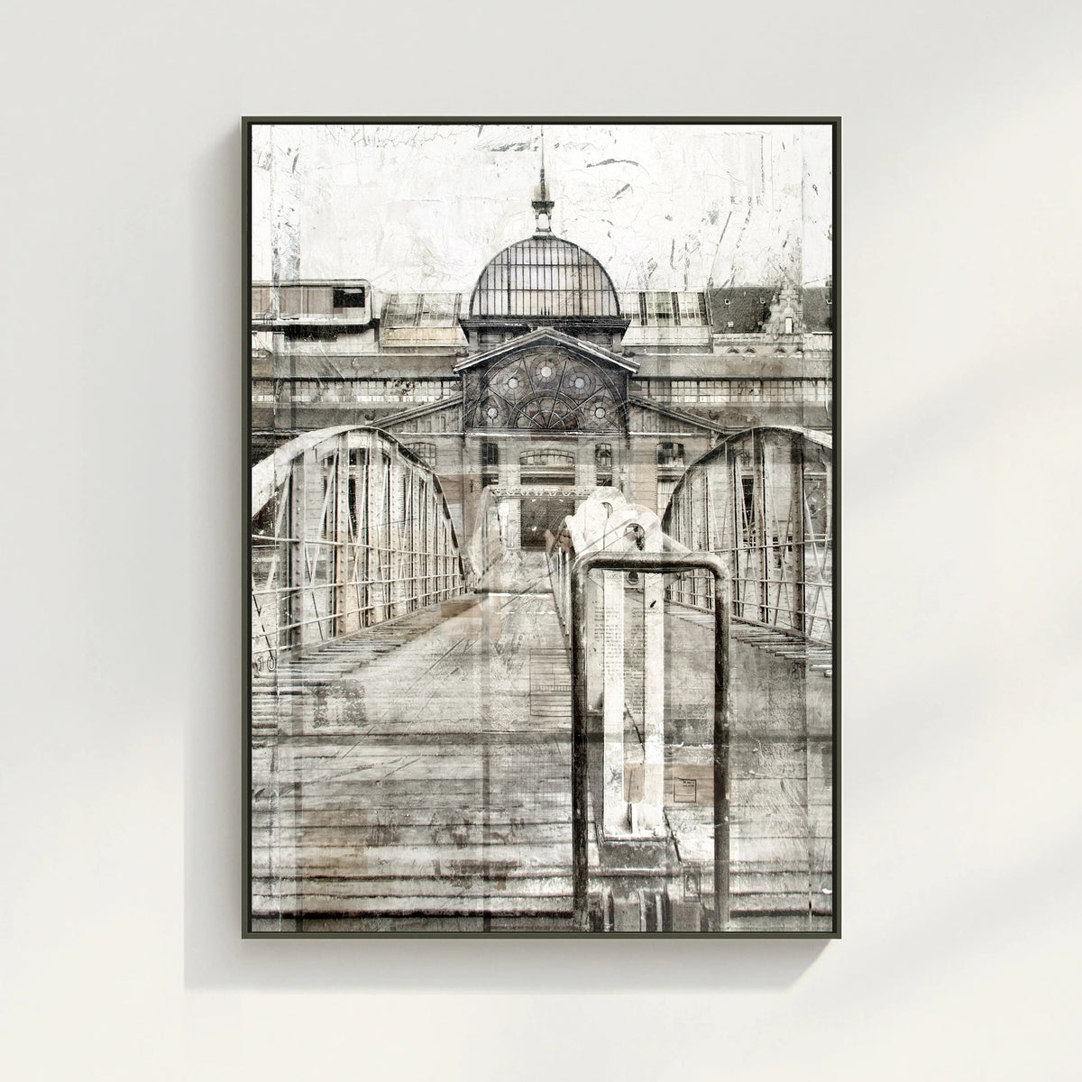 Wandbild GM04A Hamburg Fischmarkt von Cosman-Photocollection, Druck auf Leinwand mit Schattenfuge, 95x125 cm, maritimes Motiv