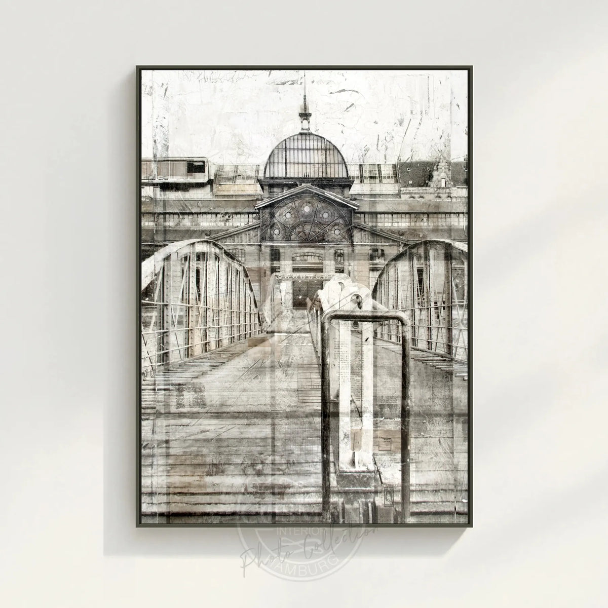 Wandbild GM04A Hamburg Fischmarkt von Cosman-Photocollection, Druck auf Leinwand mit Schattenfuge, 95x125 cm, maritimes Motiv