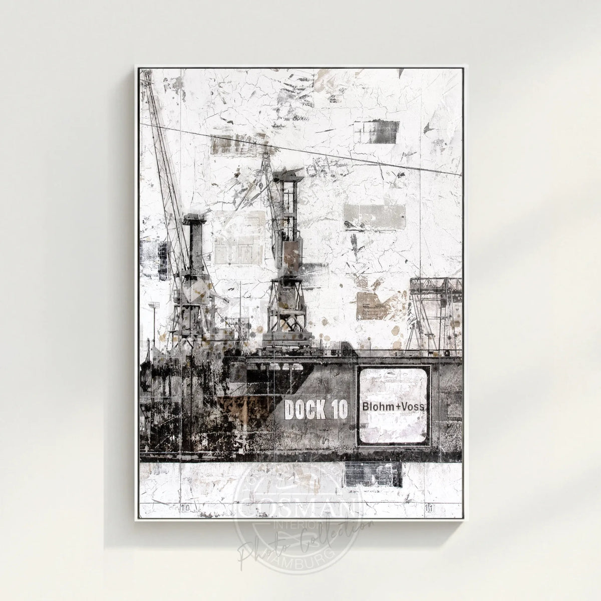 Hamburg Dock 10 Wandbild von Cosman-Photocollection, Druck auf Leinwand mit Schattenfuge, schwarz, 95x125 cm