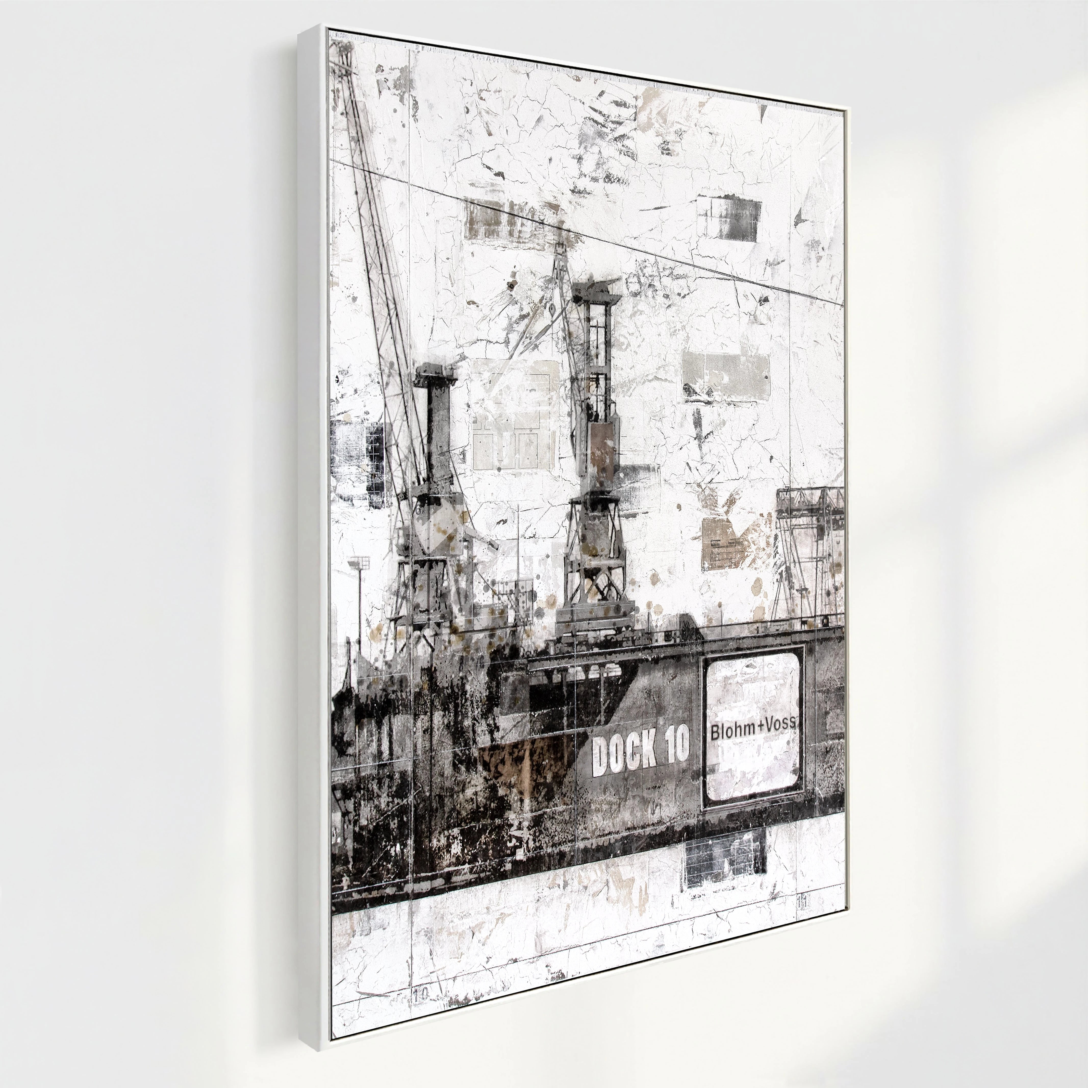Wandbild GM09B Hamburg Dock 10 von Cosman-Photocollection, Druck auf Leinwand mit Schattenfuge, schwarz, 95x125 cm