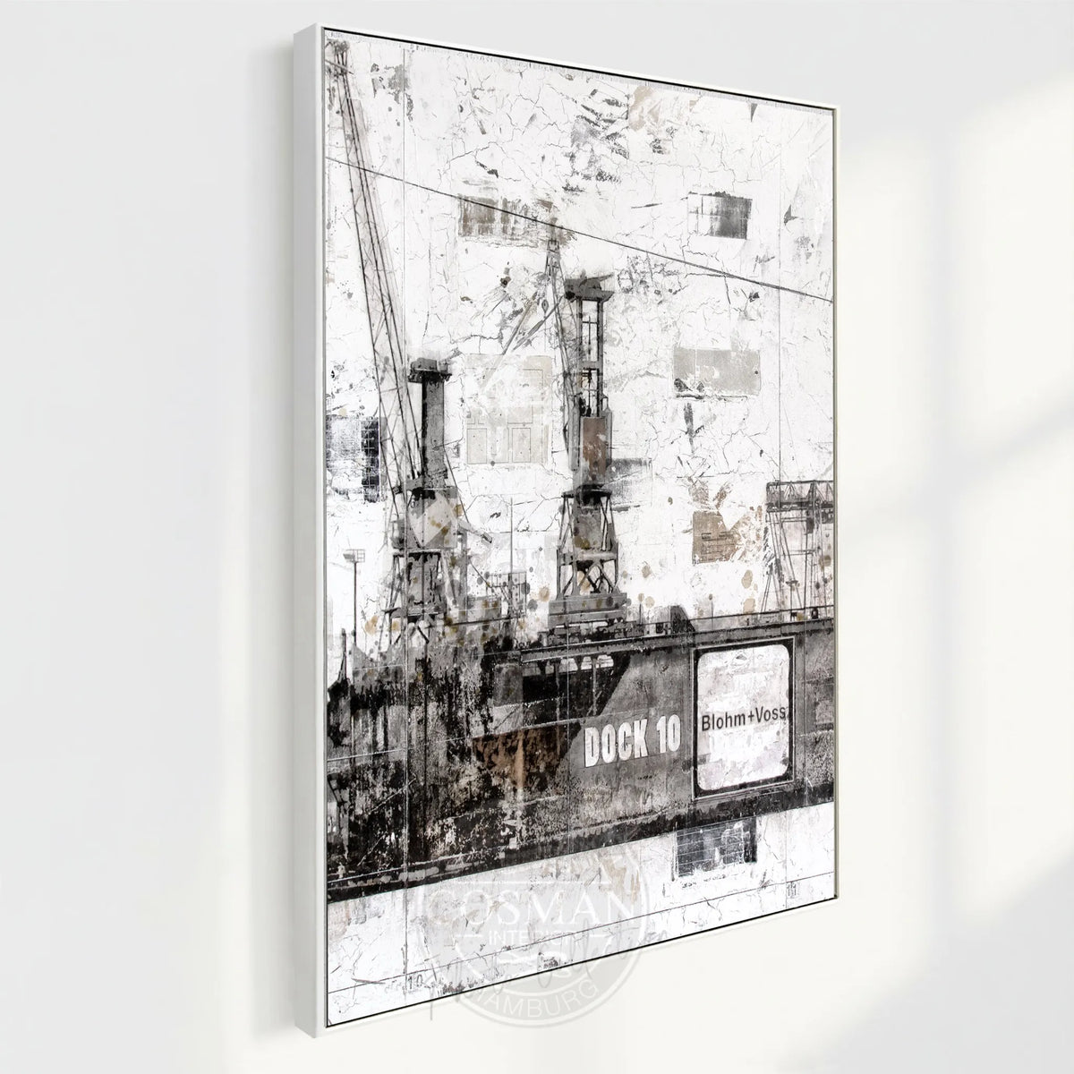 Wandbild GM09B Hamburg Dock 10 von Cosman-Photocollection, Druck auf Leinwand mit Schattenfuge, schwarz, 95x125 cm