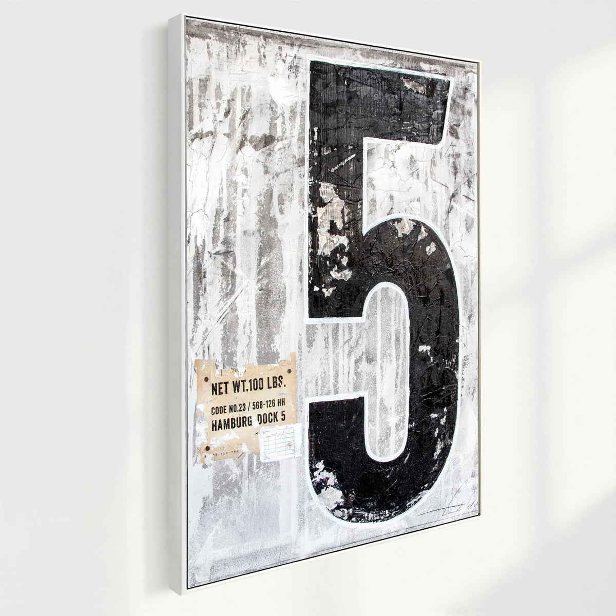 Abstraktes Wandbild "Fünf" von Cosman-Photocollection, Druck auf Leinwand mit Schattenfuge, schwarz, 95x125 cm