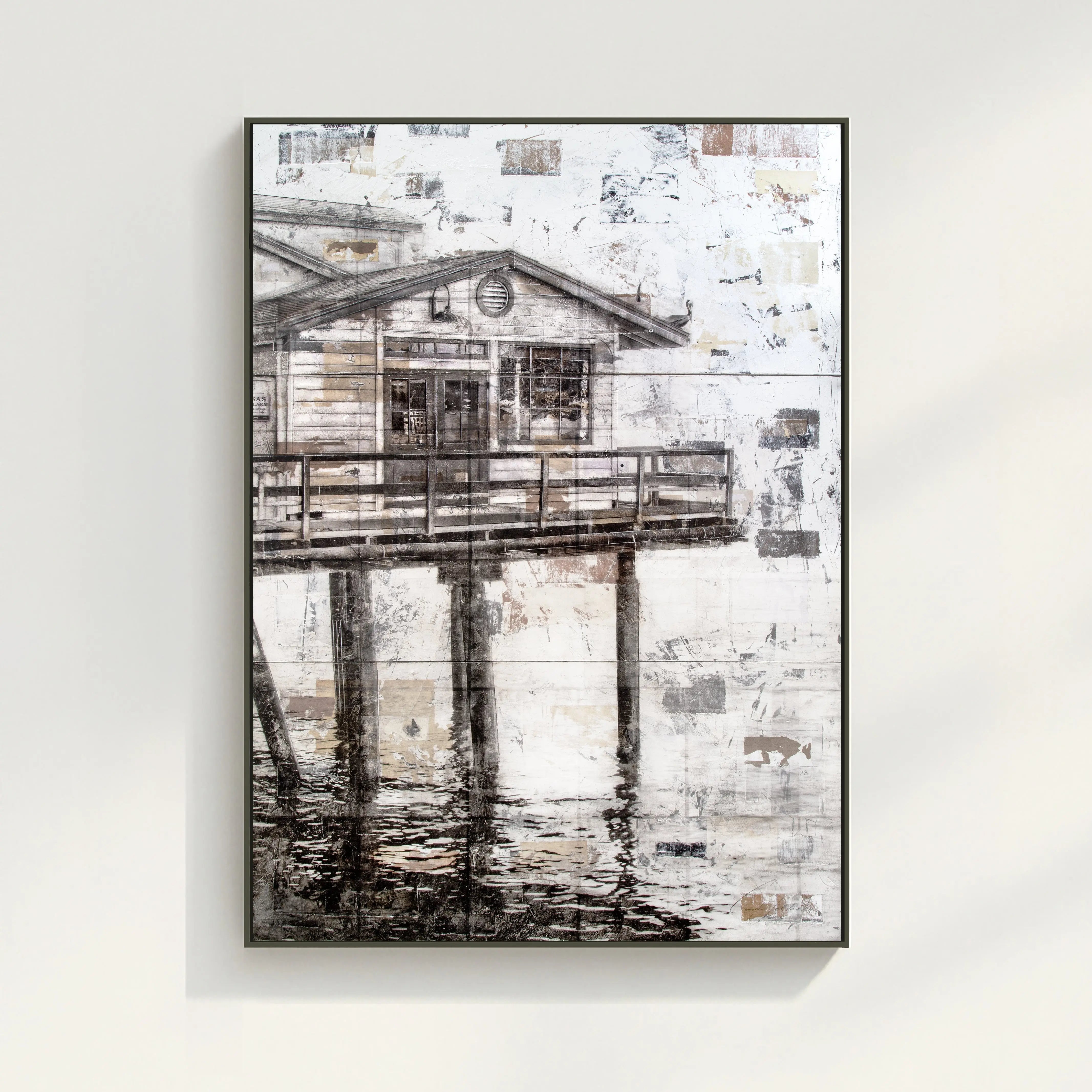 Wandbild GM71 Kalifornien Malibu „Pier“ von Cosman-Photocollection, Druck auf Leinwand mit Schattenfuge, 95x125 cm, schwarz