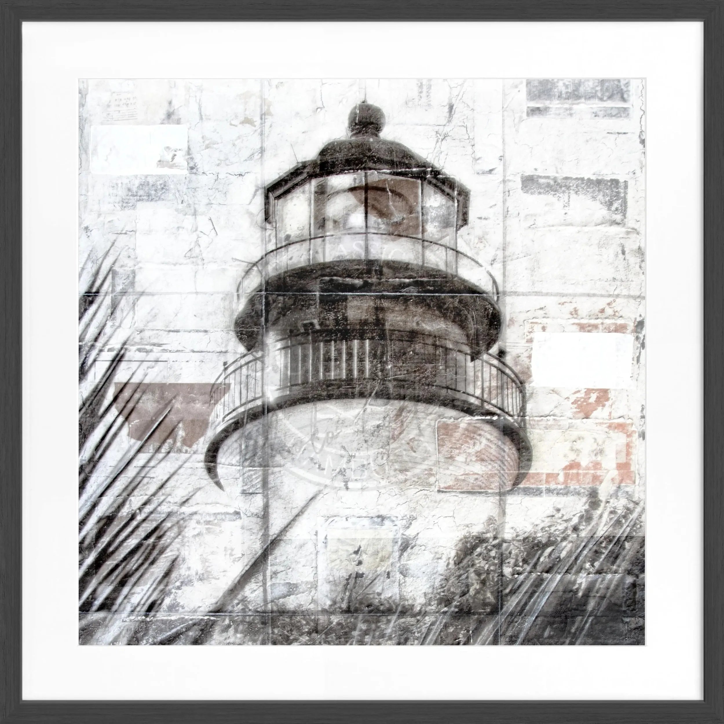 Schwarz gerahmtes Poster 'Lighthouse' Key West von Cosman-Photocollection, quadratisches Motiv in lebendigen Farben, 55x55 cm