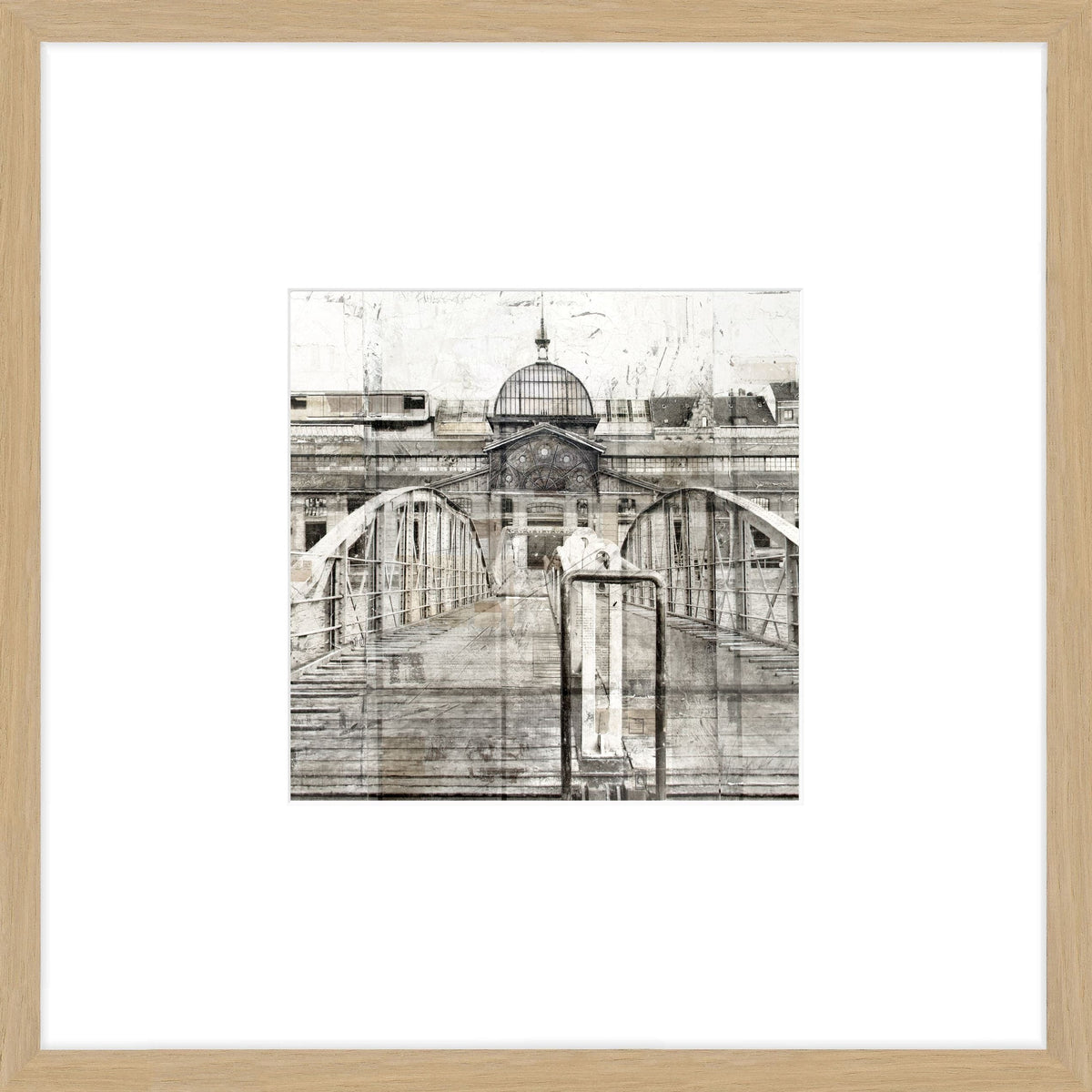 Schwarz mattes Poster mit Rahmen, Fischauktionshalle Hamburg, 43x43cm, von Cosman-Photocollection, detailreiche Hafenaufnahme