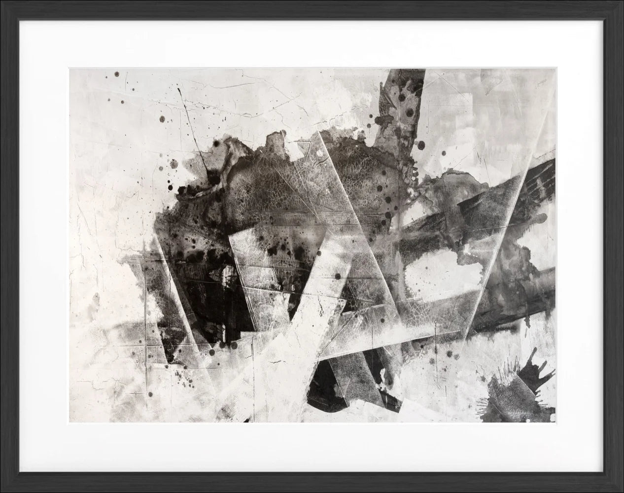 Abstrakte Schwarz Weiß Kunst - Geometrisches Wandbild Modern