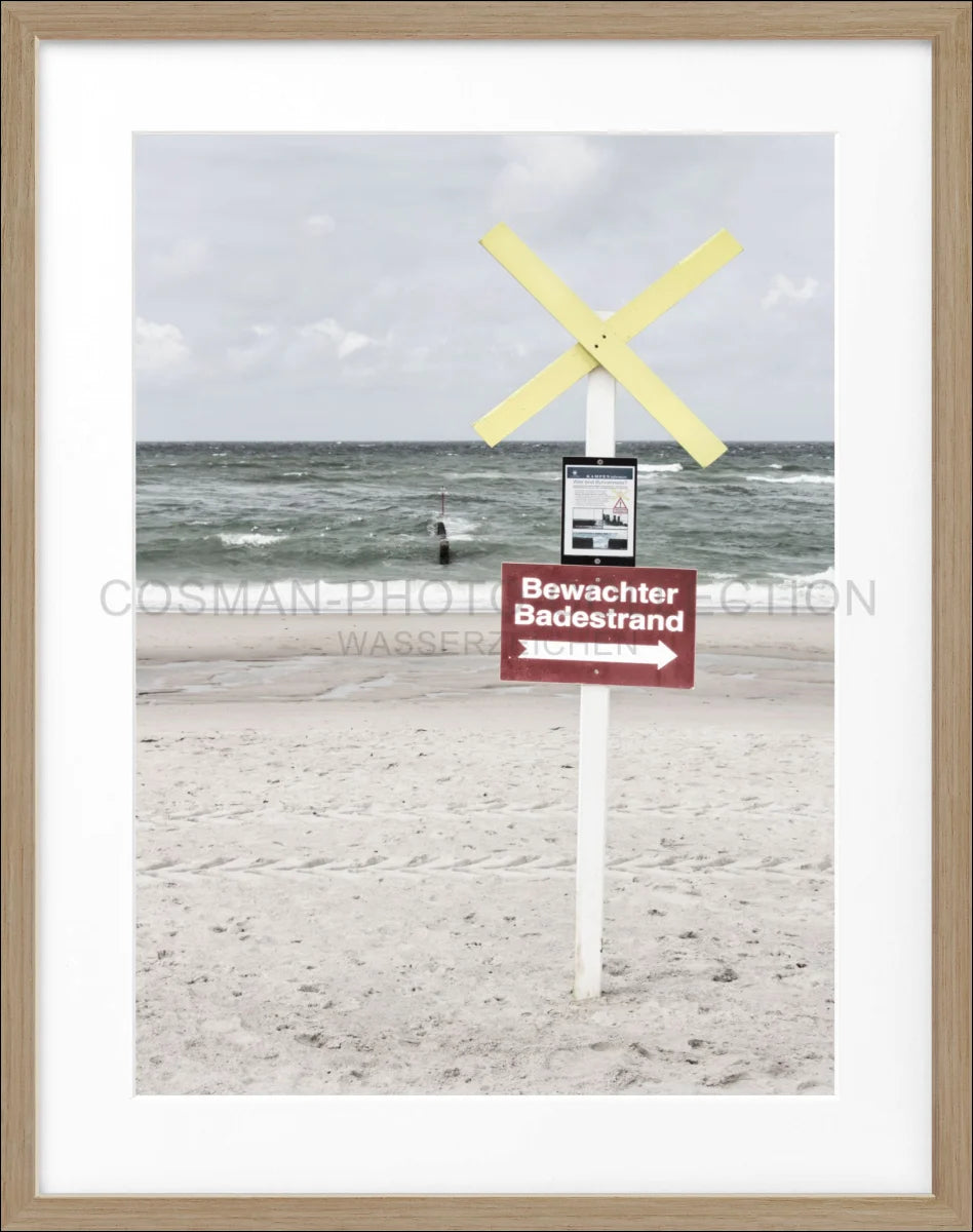 Poster mit Rahmen ’Bewachter Badestrand’ Sylt SY49