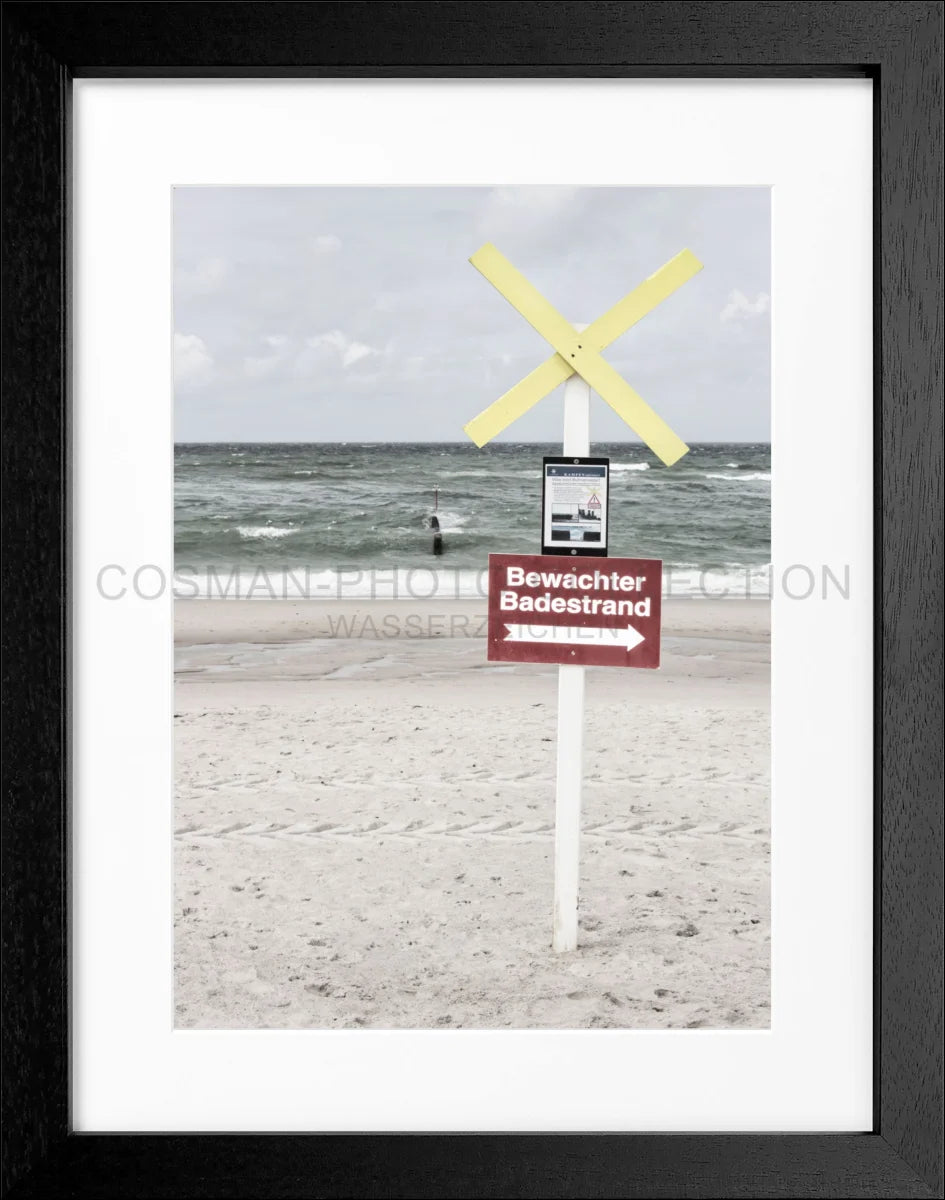 Poster mit Rahmen ’Bewachter Badestrand’ Sylt SY49