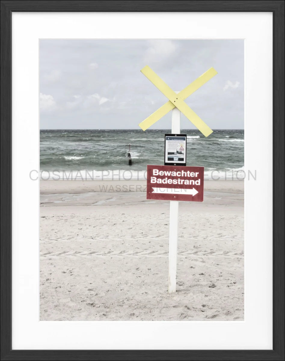 Poster mit Rahmen ’Bewachter Badestrand’ Sylt SY49