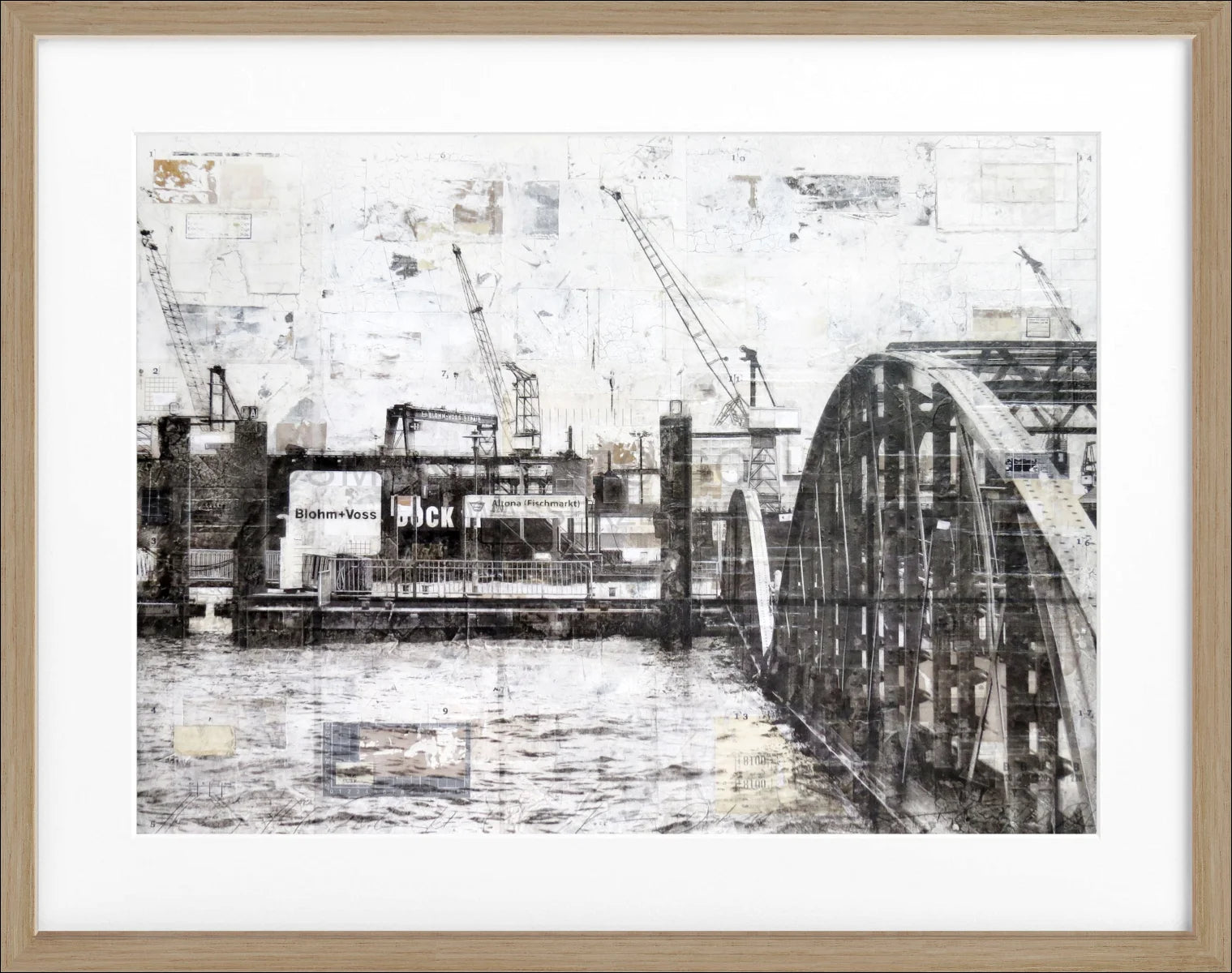 Poster mit Rahmen Hamburg Hafen ’Landungsbrücken’ GM70