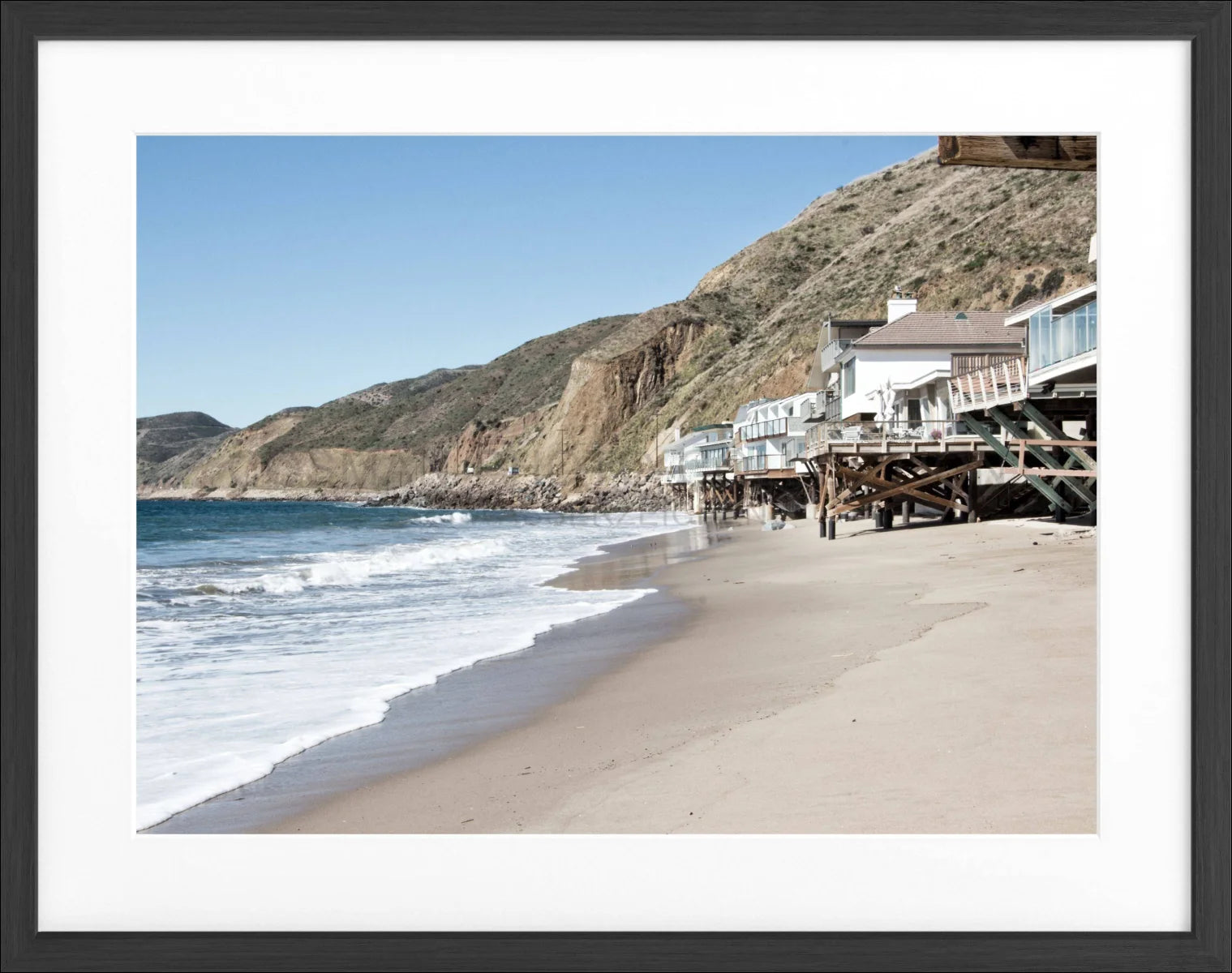 Poster mit Rahmen Kalifornien Malibu ’Beach House’ K57