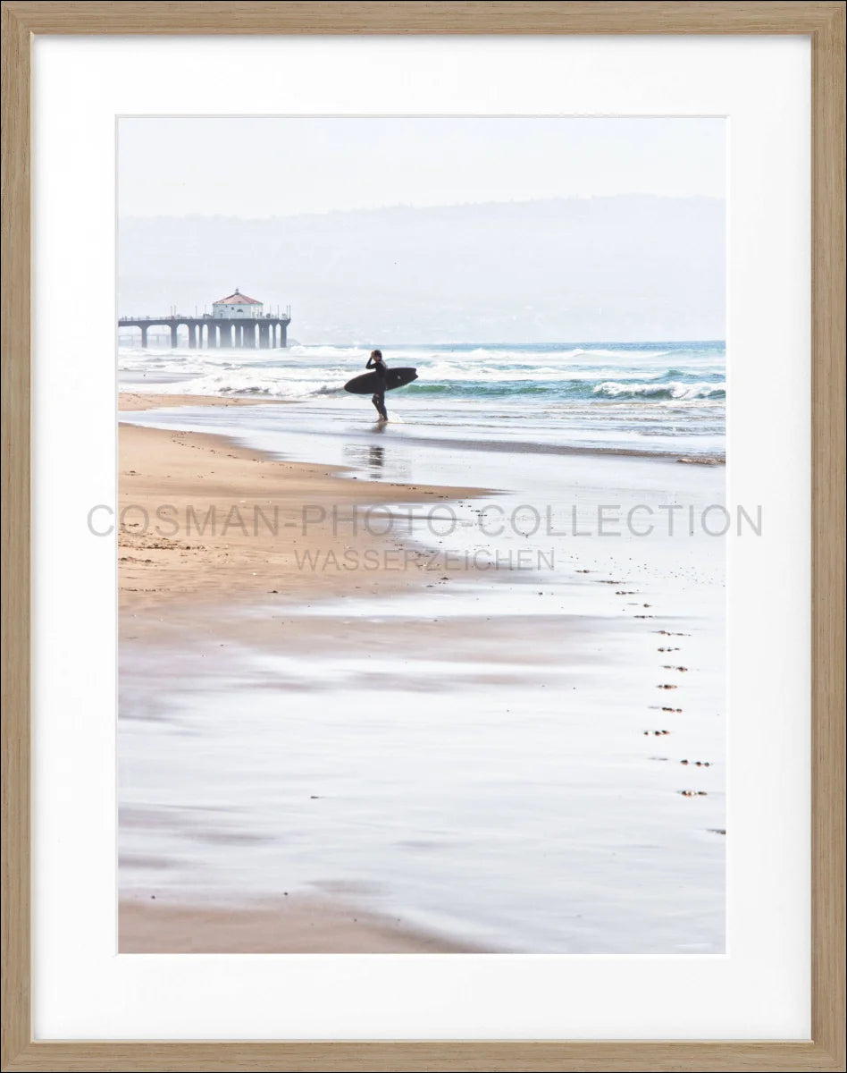 Poster mit Rahmen Kalifornien Manhattan Beach ’Surfer’ K192