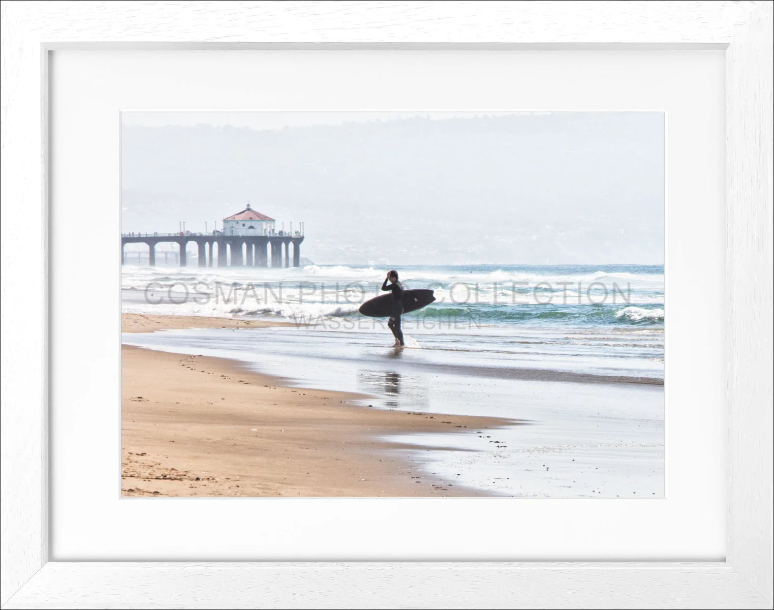 Poster mit Rahmen Kalifornien Manhattan Beach ’Surfer’