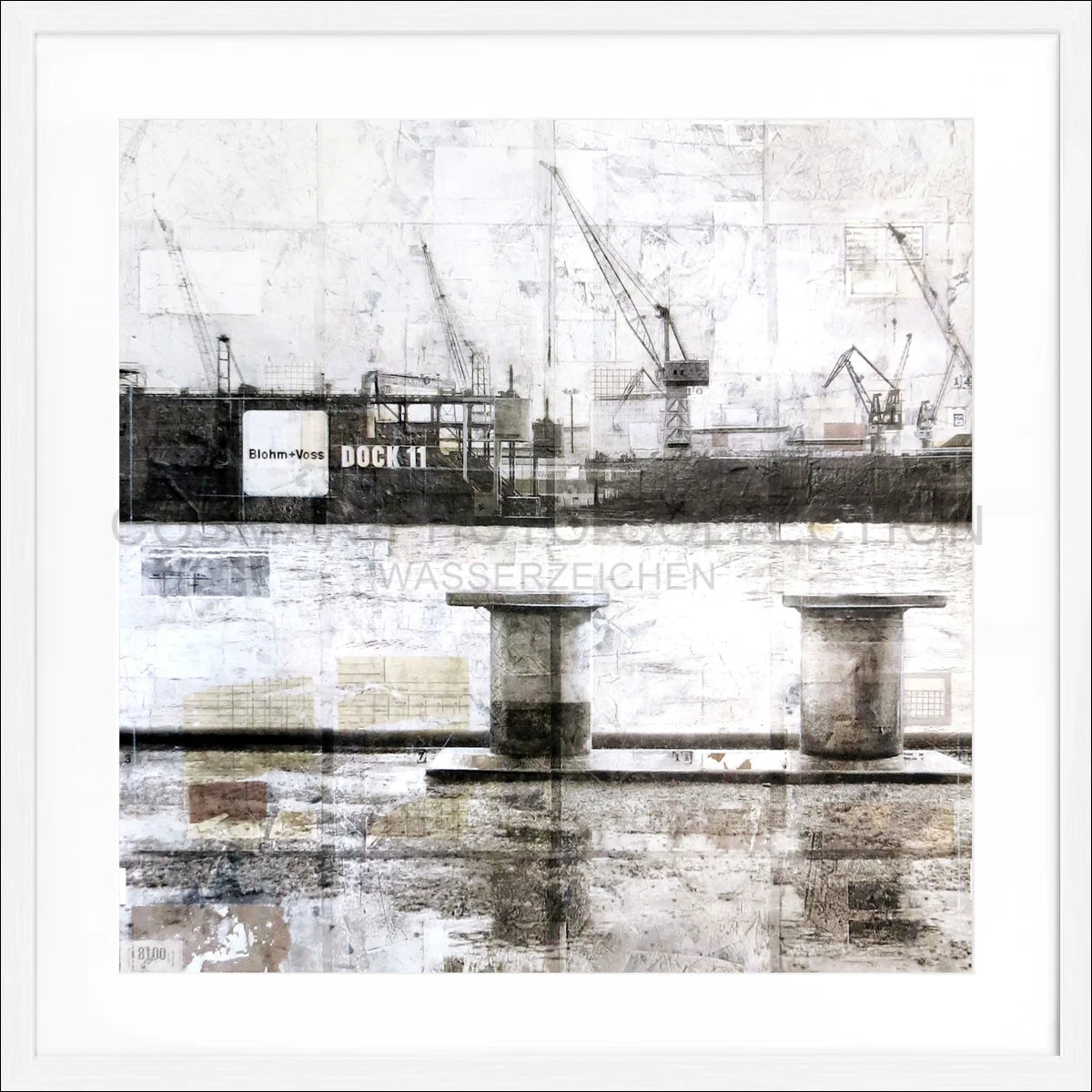 Poster mit Rahmen ’Poller Hafen’ Hamburg GM06Q - Wandbilder