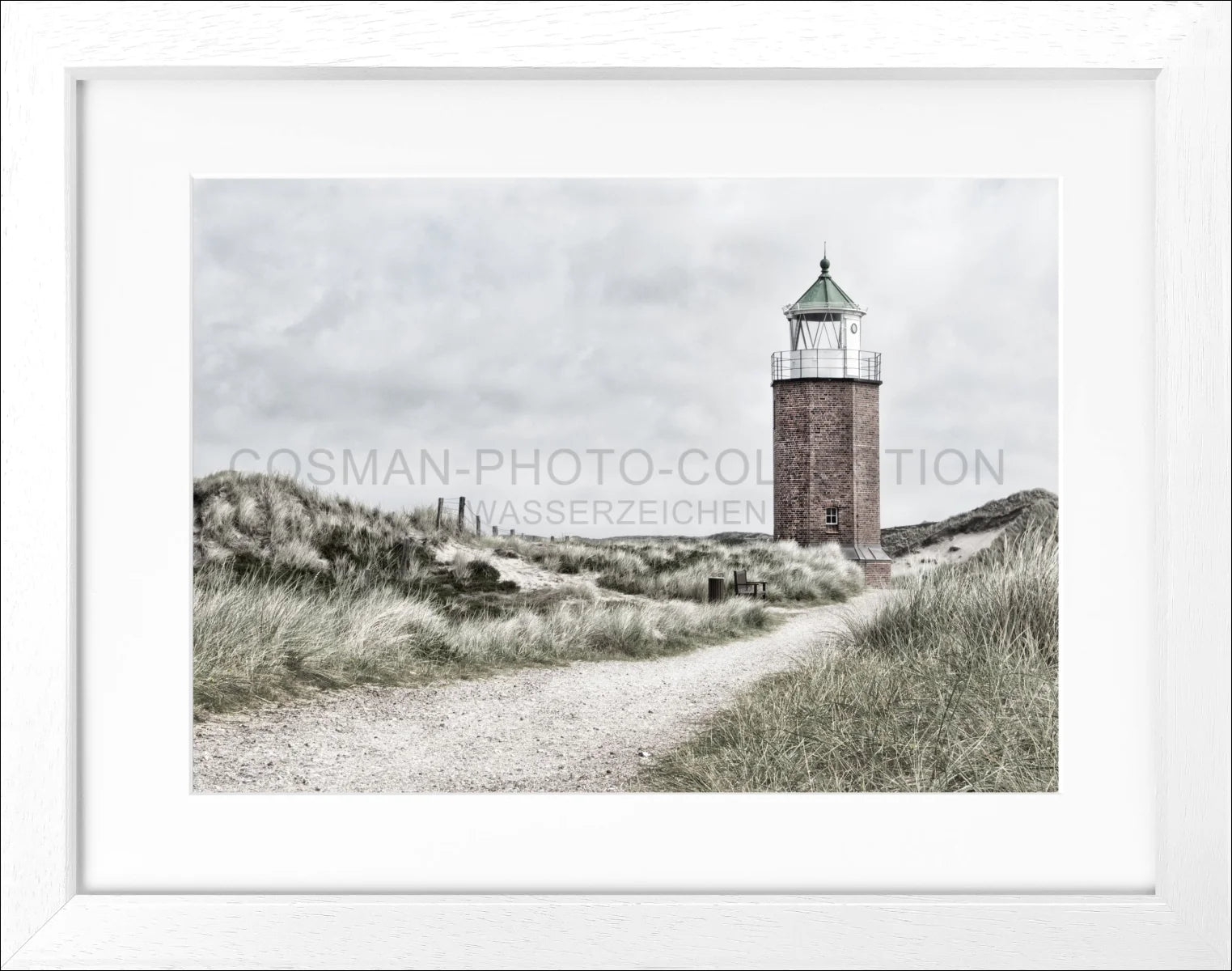 Poster mit Rahmen Sylt Leuchtturm ’Rotes Kliff’ SY09