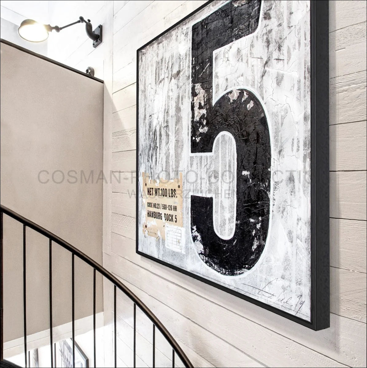 Wandbild GM11 ’Fünf’ - Druck auf Leinwand mit Schattenfuge