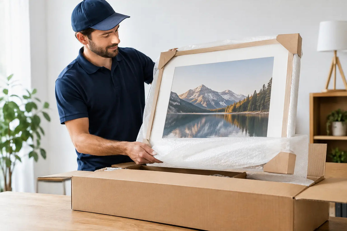 Wie werden Wandbilder geliefert? Sicher gerahmt