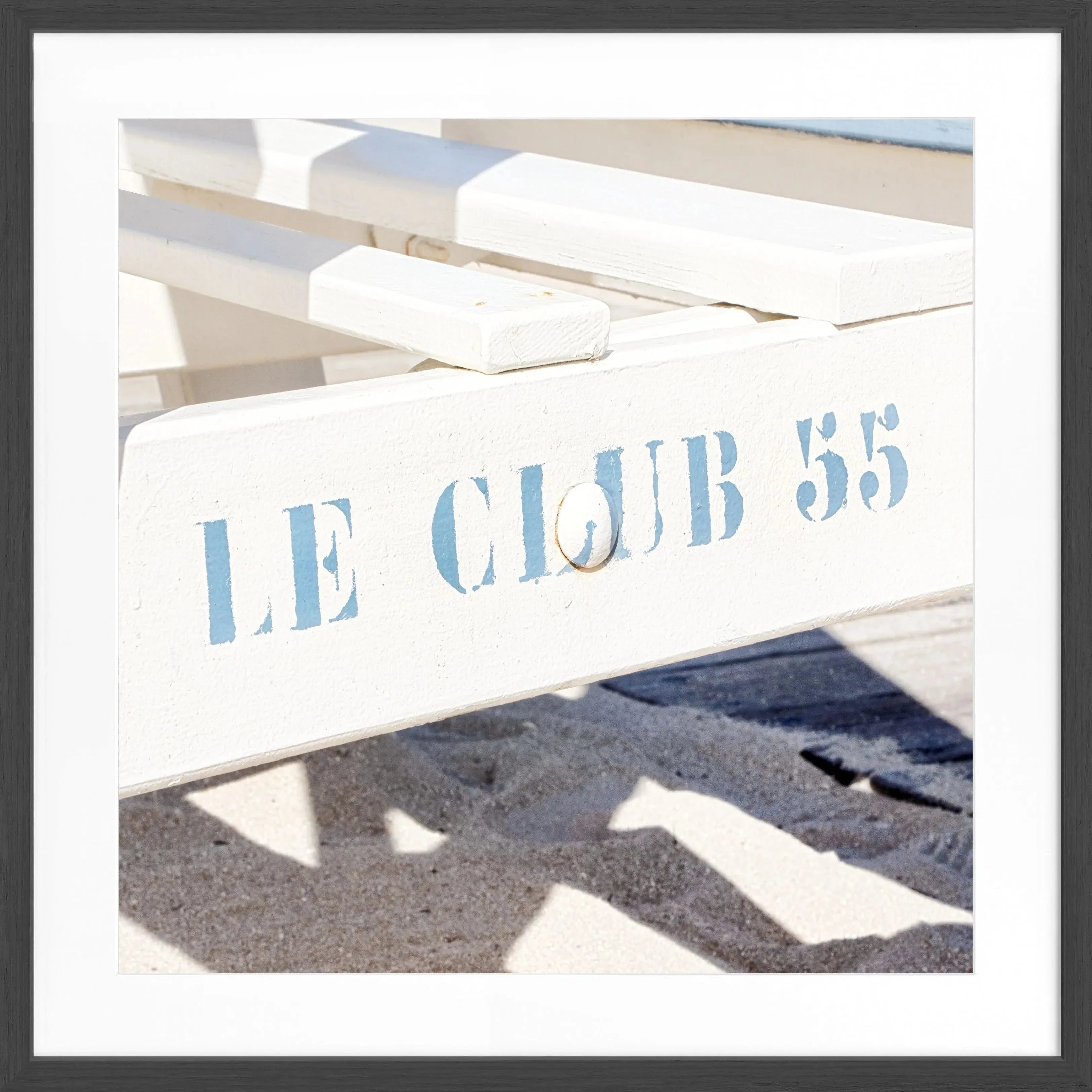 Schwarz-weiß Poster mit Rahmen ’Le Club 55’ Saint Tropez, quadratisch, von Cosman-Photocollection, 55x55cm, stilvolle Wanddekoration