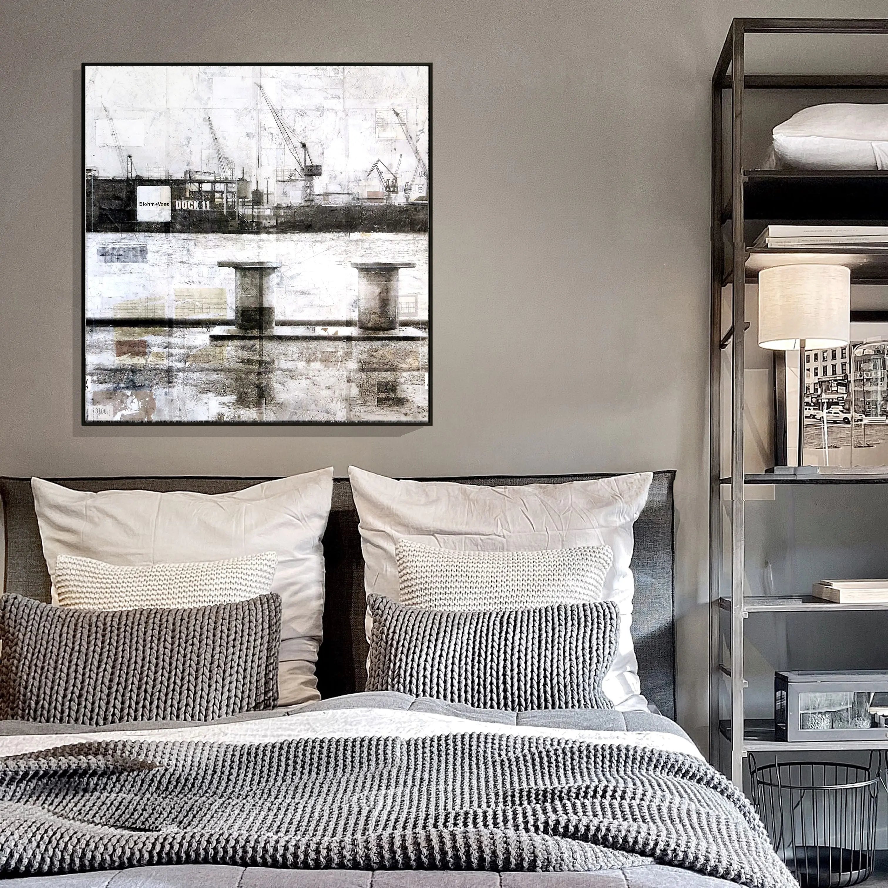 Wandbild GM06Q Hafen Hamburg ’Poller’ - Druck auf Leinwand