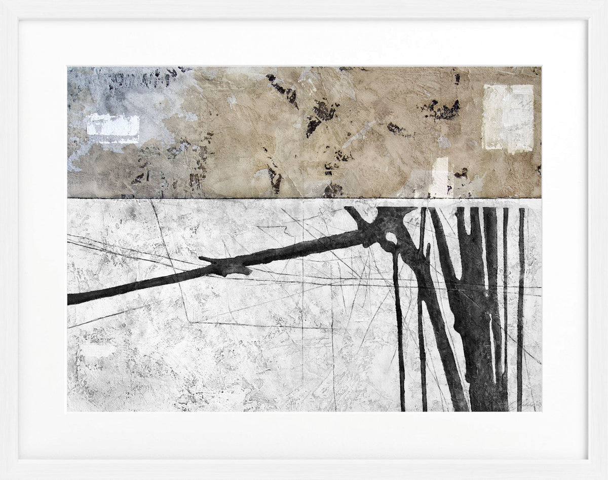 Abstrakte Fotokunst GM68 im Querformat mit schmalem weißem Rahmen und weißem Passepartout