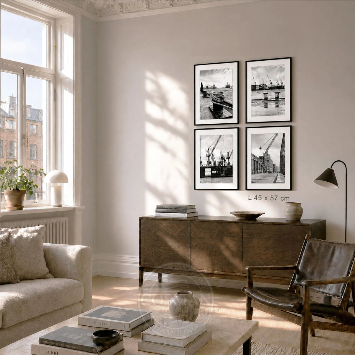 Fotografía enmarcada de bolardos del puerto de Hamburgo | HH02