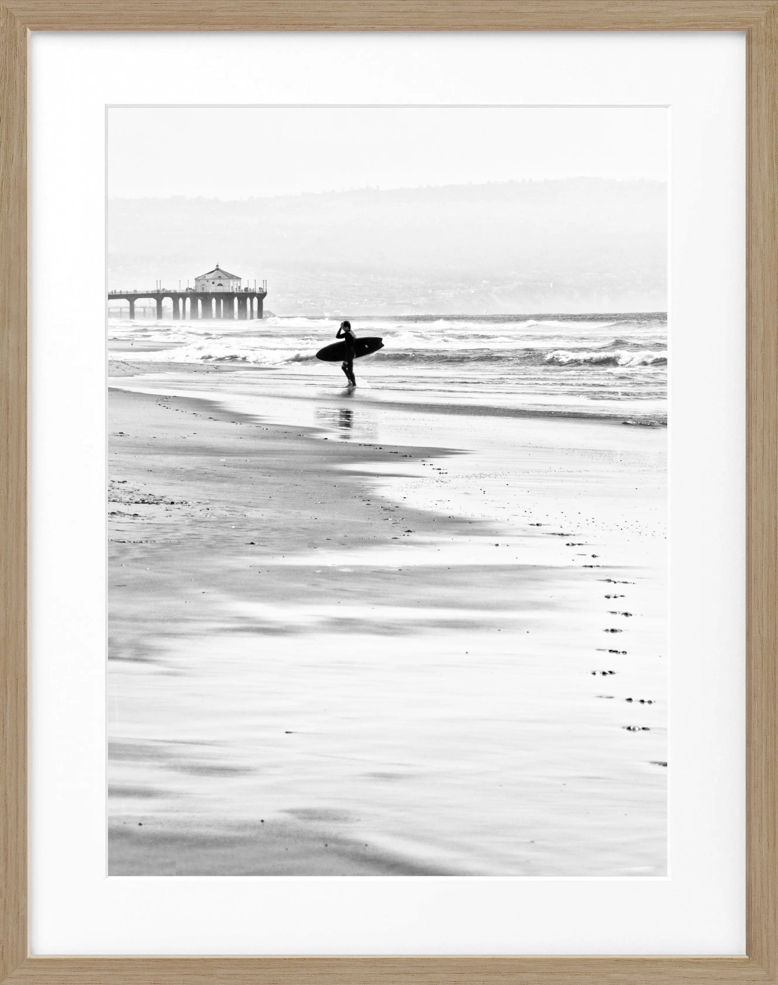 Poster mit Rahmen Kalifornien Manhattan Beach ’Surfer’ K192