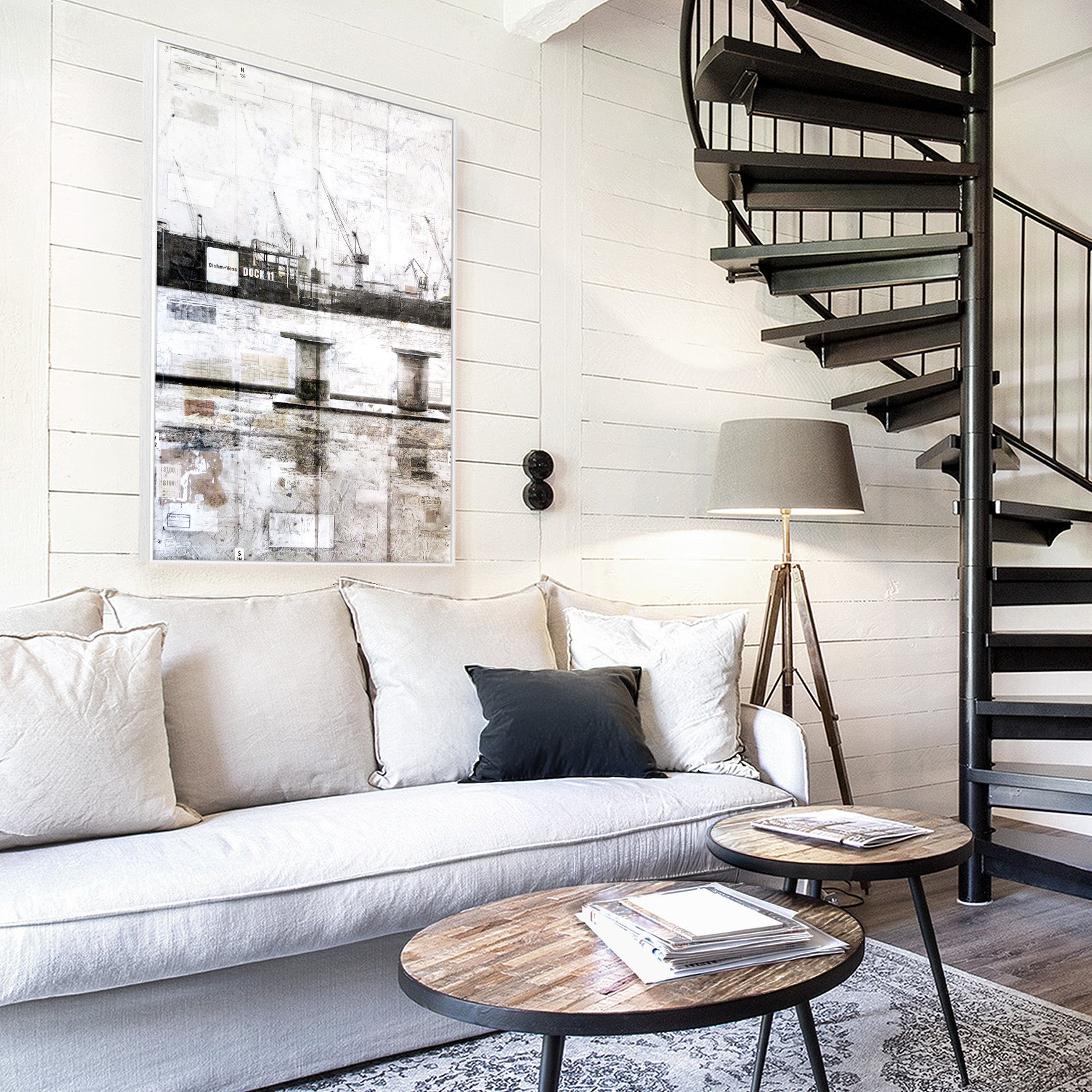 Wandbild Motiv GM06A Hamburg Hafen Poller - Druck auf Leinwand mit Schattenfuge