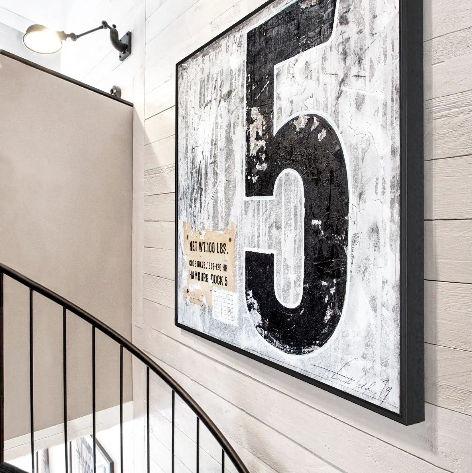 Wandbild GM11 ’Fünf’ - Druck auf Leinwand mit Schattenfuge