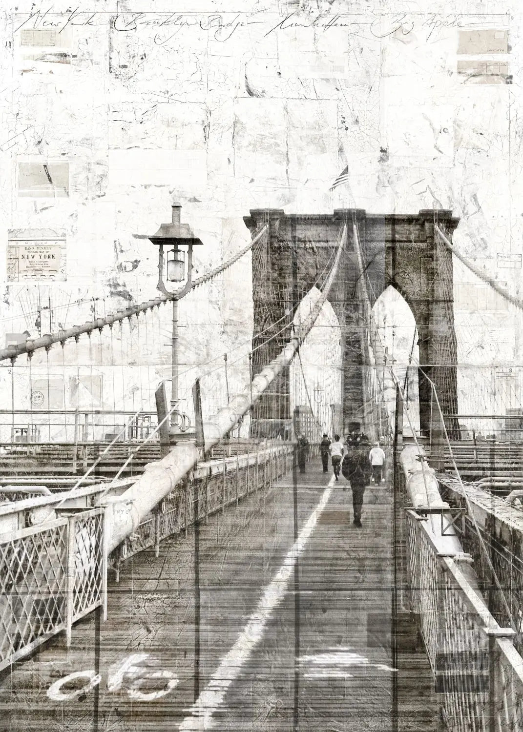 A4-Poster des Brooklyn Bridge Drucks von Cosman-Photocollection mit weißem Rand, 21x29,7 cm, hochwertige Wanddekoration